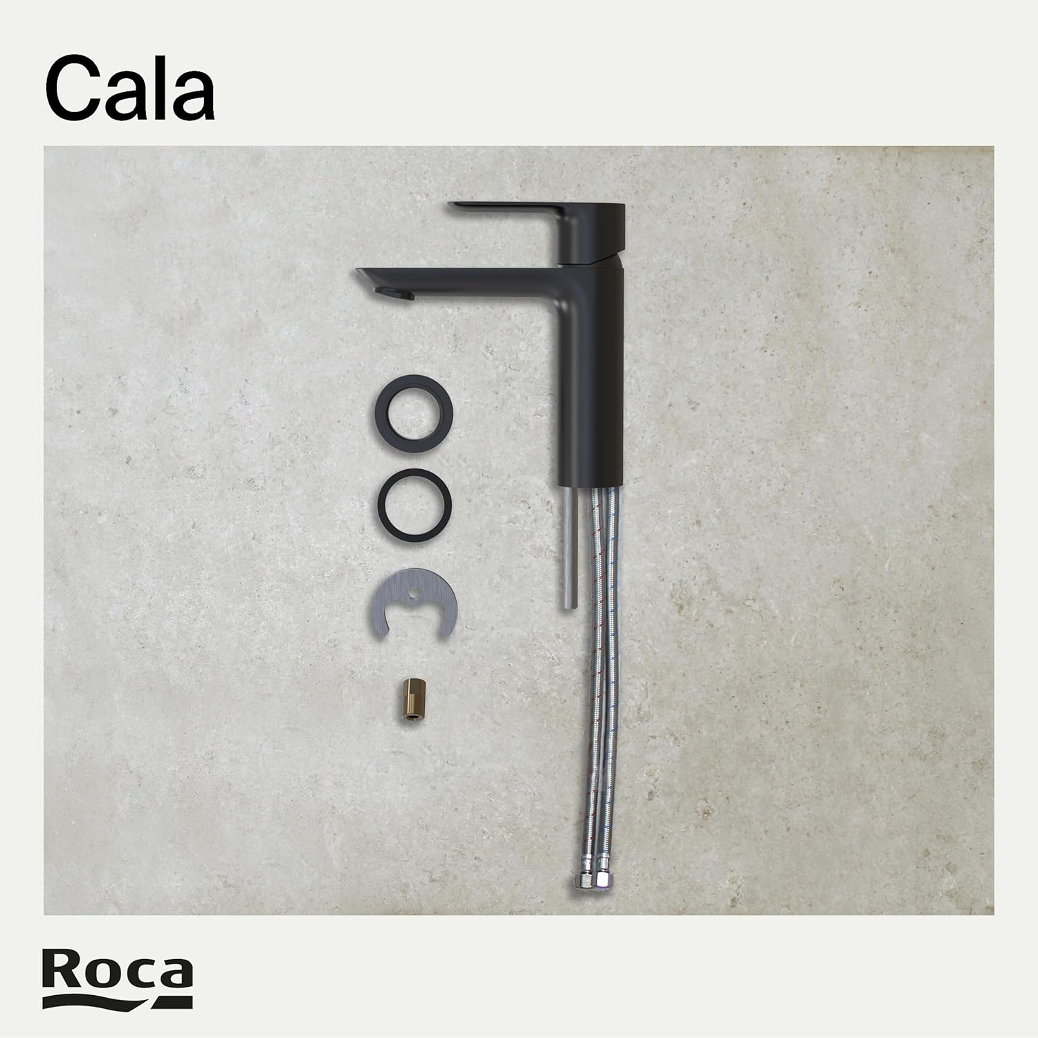 Roca - Mezclador monomando para lavabo con cuerpo liso Negro Mate Cala A5A326ENB0