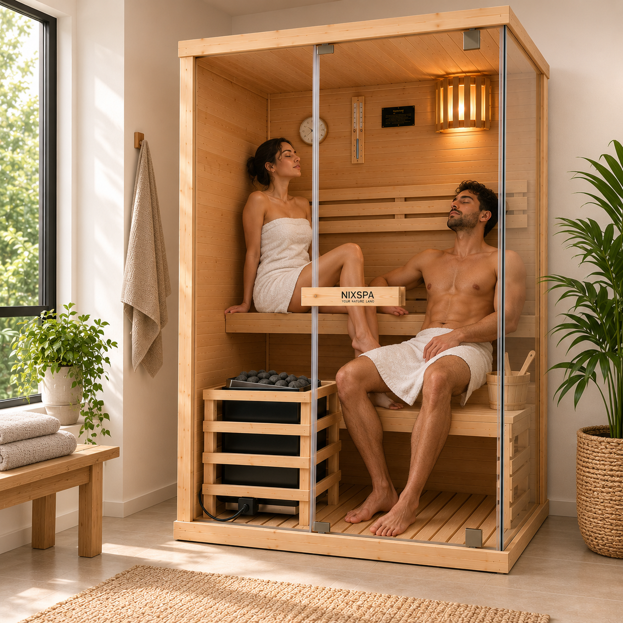 Sauna Finlandais pour Maison 2 Personnes en Bois d'Épicéa