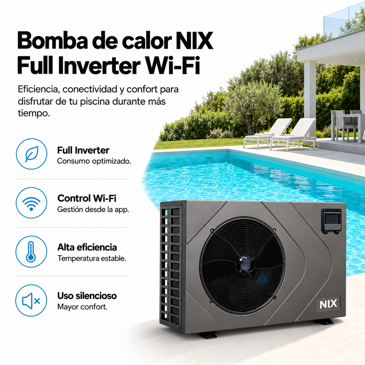 Pompa di calore per piscina Full Inverter Wifi Nix