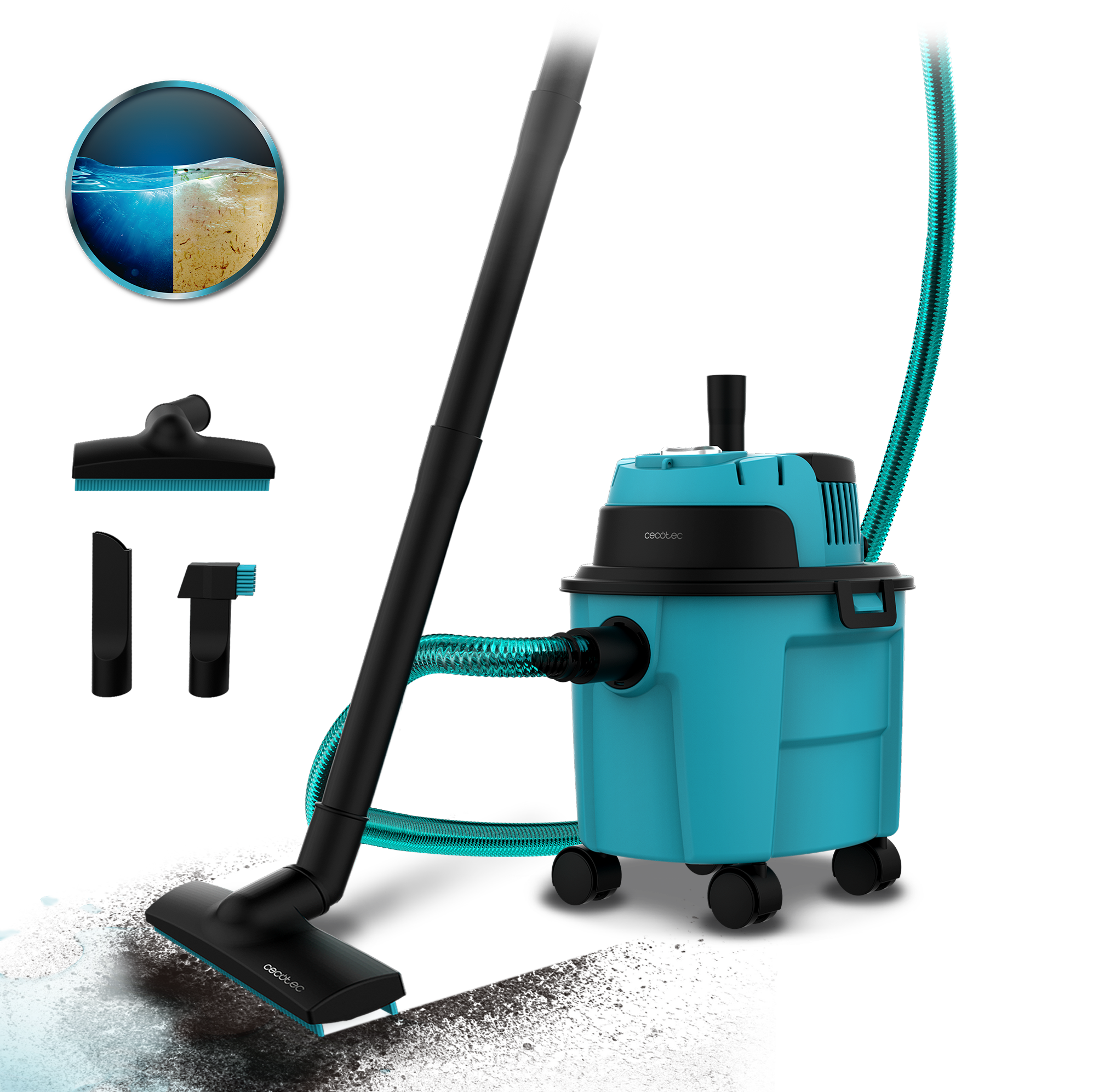 Cecotec Conga Rockstar Aspiradora Húmedo Seco Compacta Turquesa Para Jardín Sólidos Y Líquidos Filtro Dual