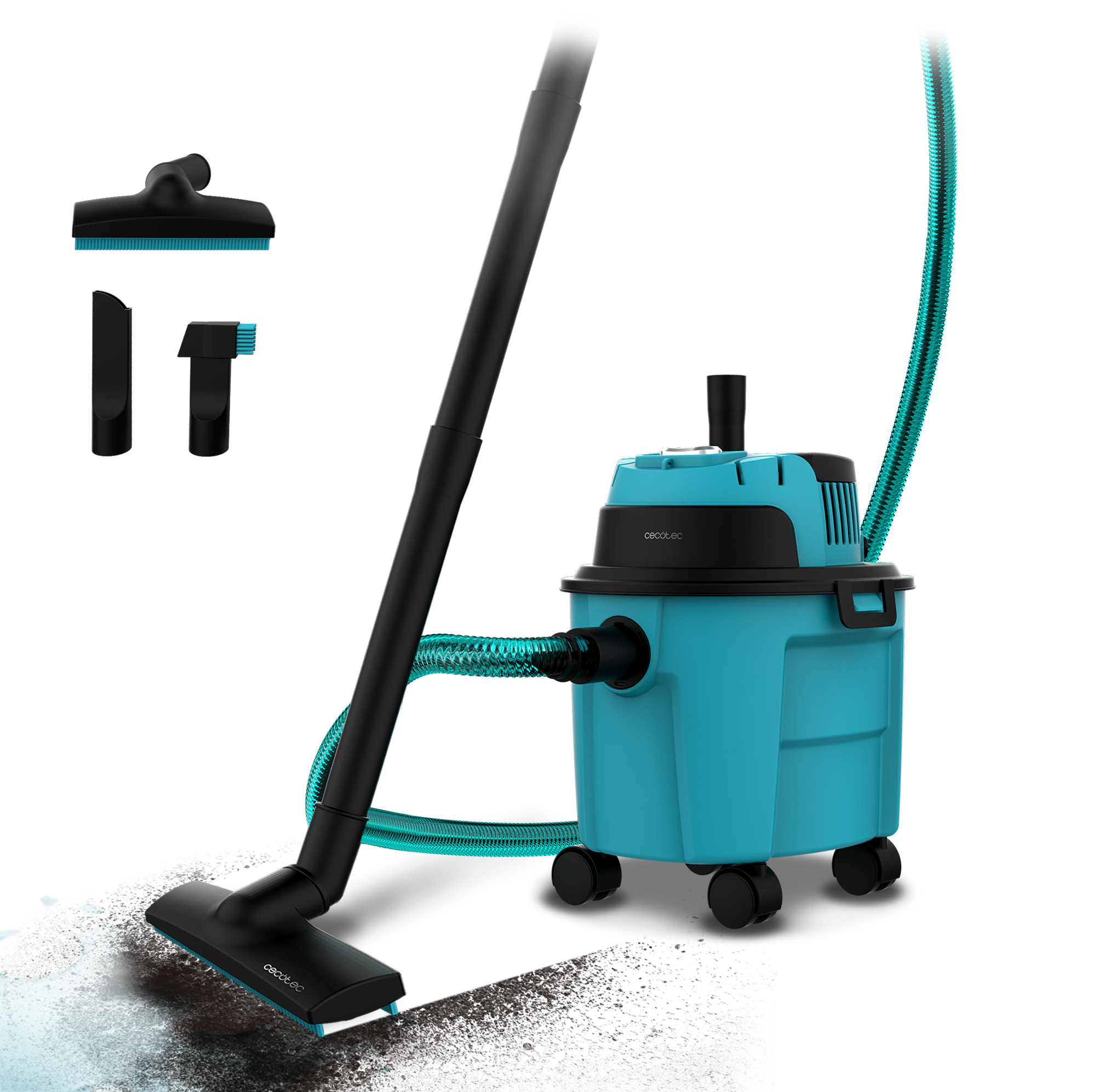 Cecotec Conga Rockstar Aspirateur Humide Sec Compact Turquoise Pour Jardin Solides et Liquides Filtre Double