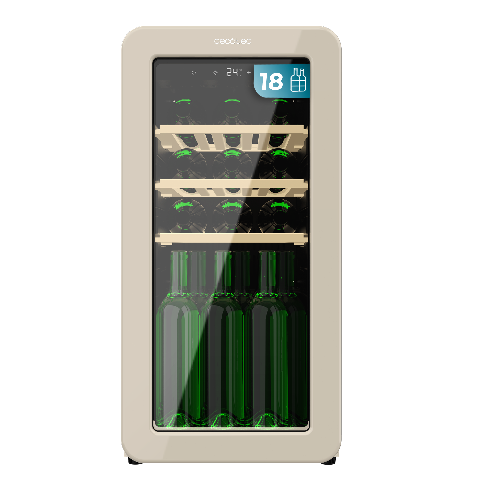 Cecotec Bolero GrandSommelier Origin 18 Hit Beige Vinoteca 18 Botellas Con Display LED