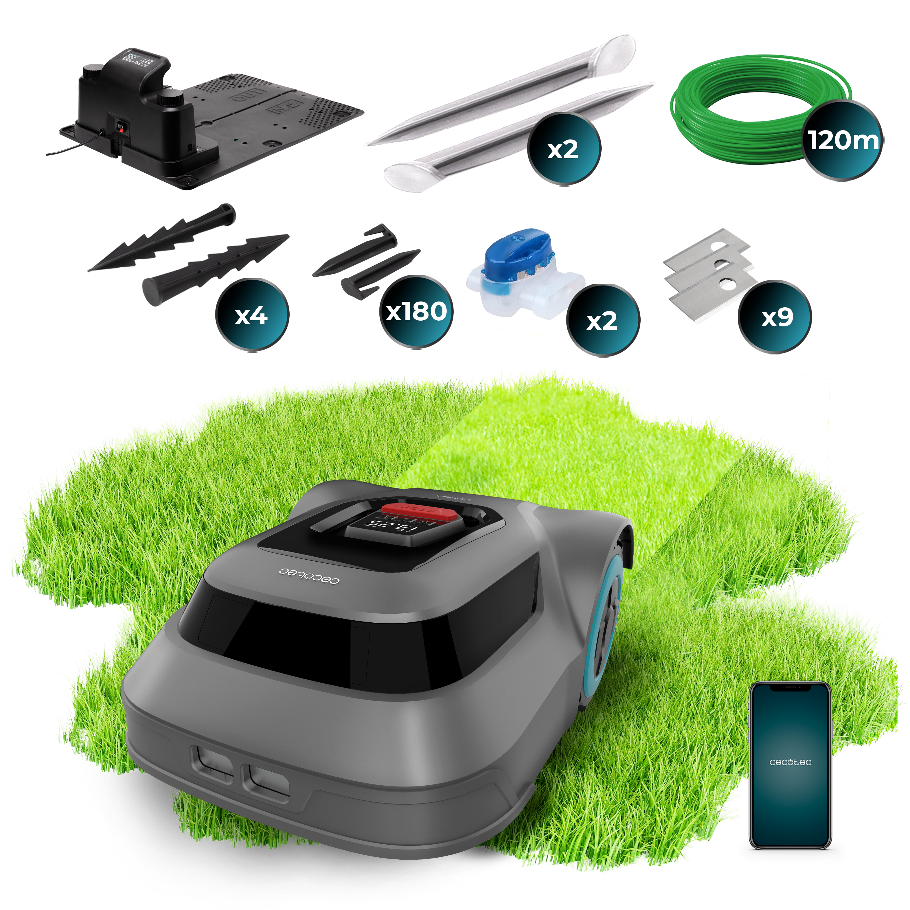 Cecotec Conga GrassHopper 500 Map Connected Robot Cortacésped para 500 m2 con Mapeo Inteligente