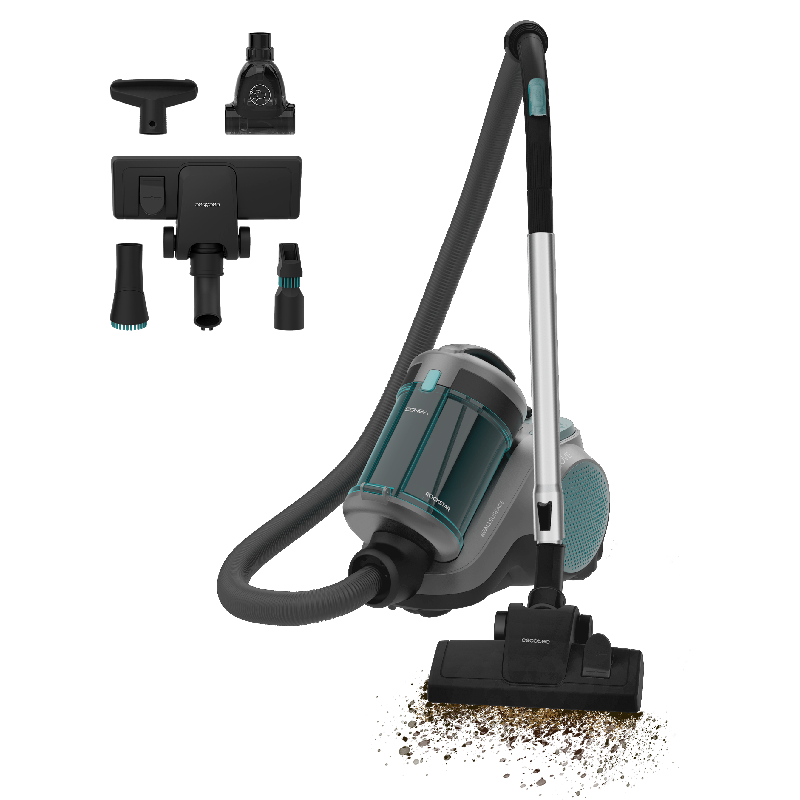 Cecotec Conga Rockstar Cyclonic Powerbag Aspirateur Traîneau 900 W Sans Sac Avec Sac Indicateur de Réservoir