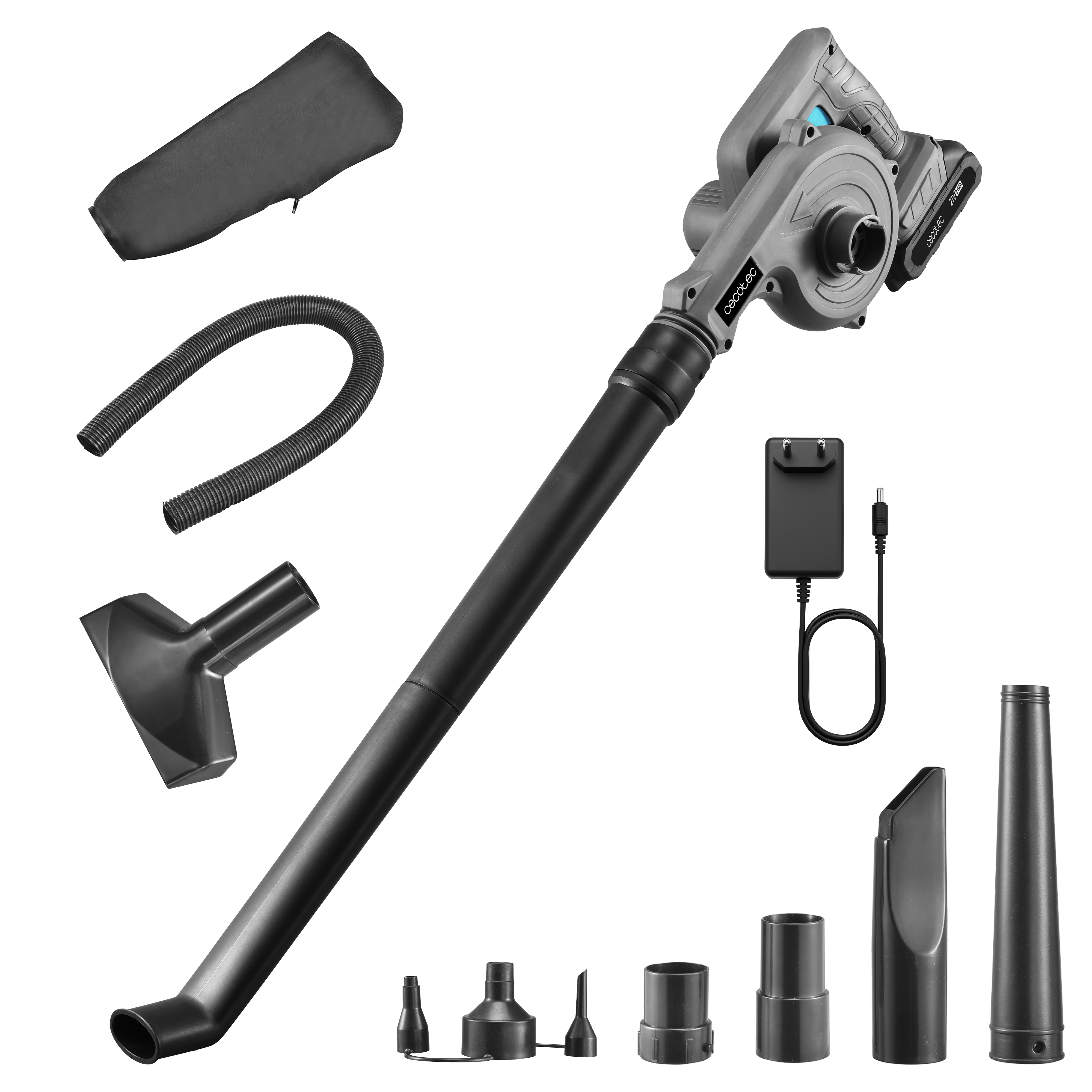 Cecotec Soplador AirForce 2120 FreeMove 21V Con Batería NEX21 200 Kilómetros Por Hora Accesorios