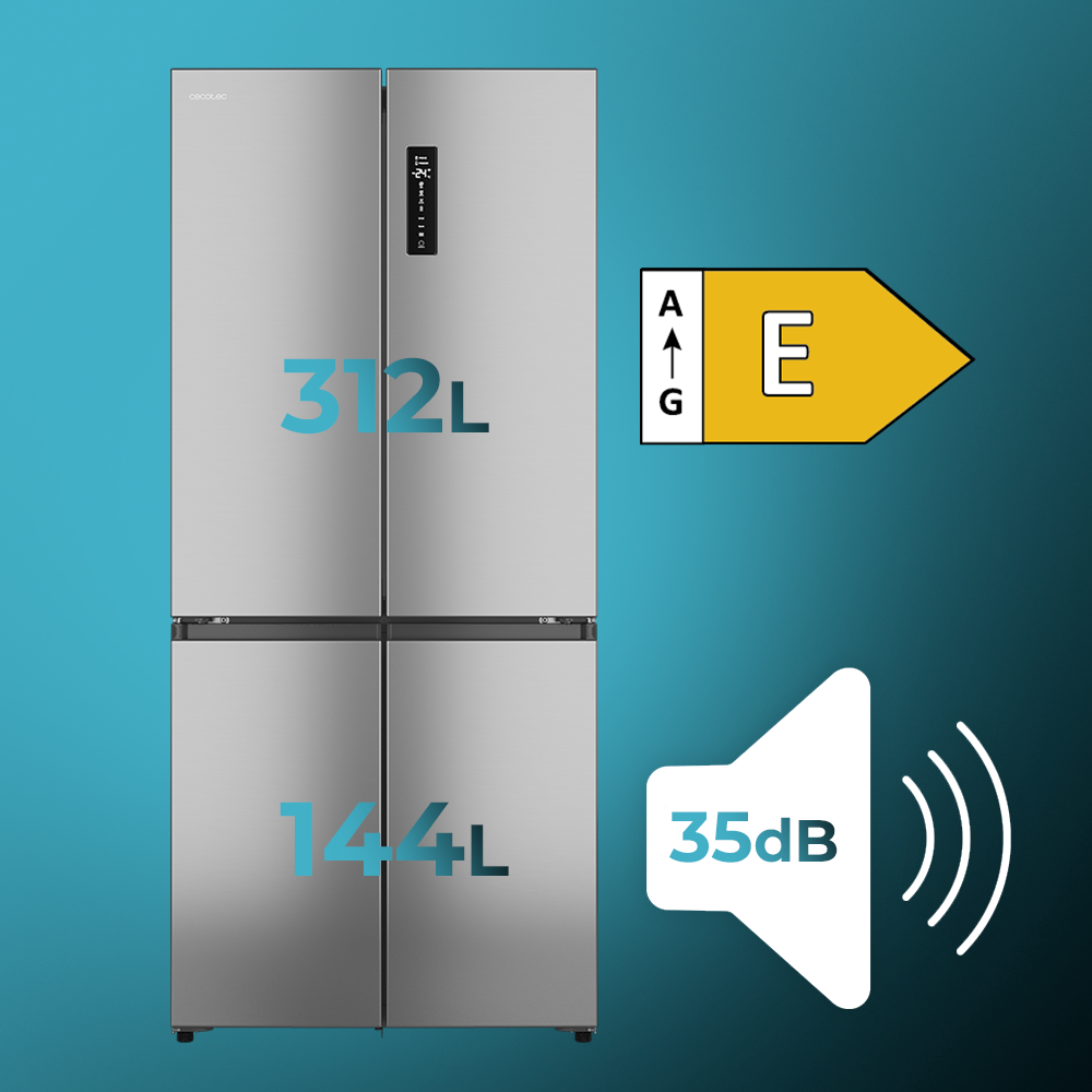 Cecotec Bolero CoolMarket 4D 456 SBI Inox E Refrigerador Inverter 456 L Clase E