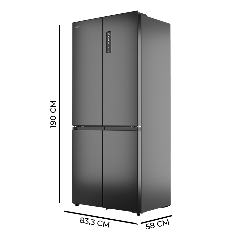 Cecotec Bolero CoolMarket 4D 456 L Nevera Inverter 4 Puertas Dark E Con Ventilación Inferior