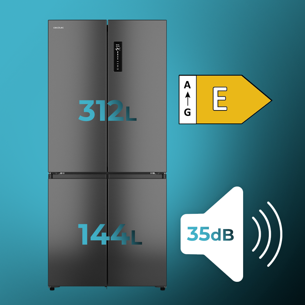 Cecotec Bolero CoolMarket 4D 456 L Nevera Inverter 4 Puertas Dark E Con Ventilación Inferior