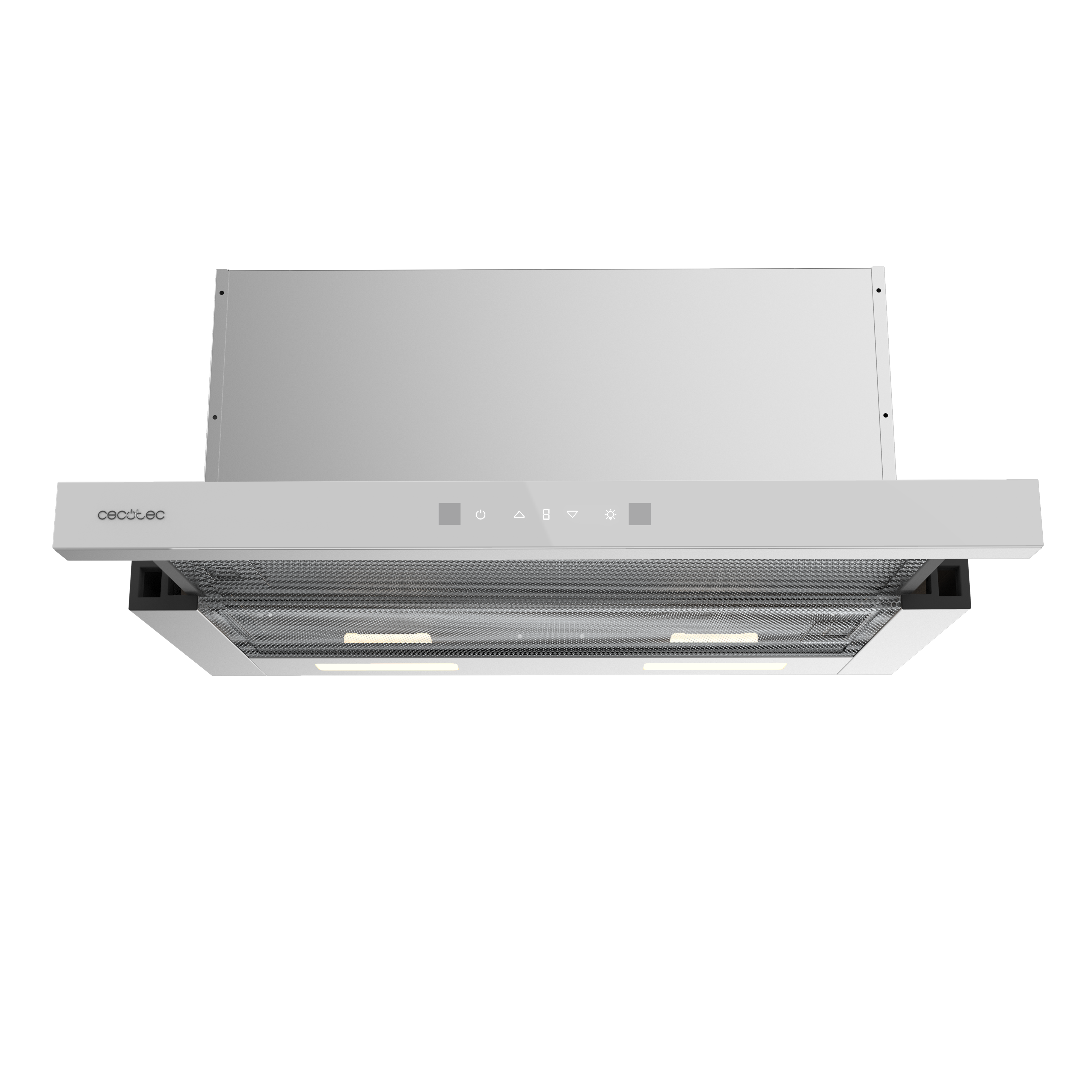 Campana Extractora Cecotec Bolero Flux TLT 60 cm Frontal Cristal Blanco Y Cuerpo Inoxidable 606 m3h