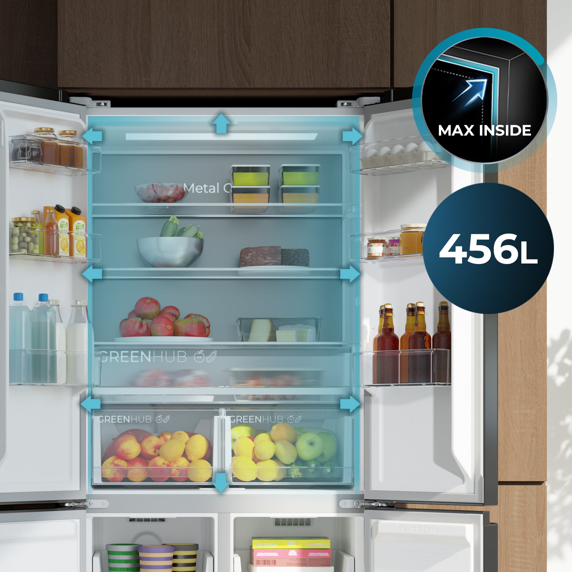 Cecotec Bolero CoolMarket 4D 456 L SBI Nevera Cristal Negro Con Ventilación Inferior-Frontal D