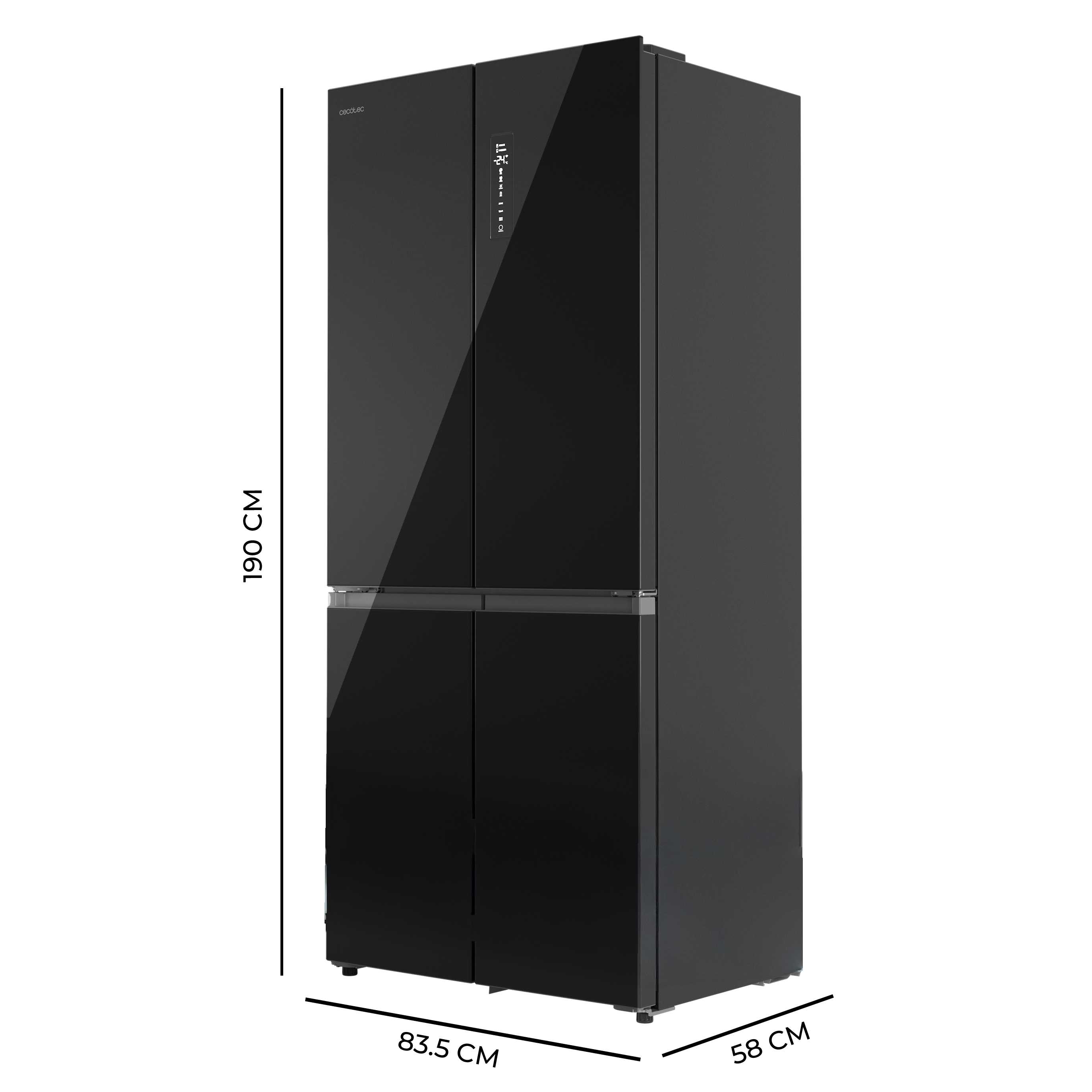 Cecotec Bolero CoolMarket 4D 456 L SBI Nevera Cristal Negro Con Ventilación Inferior-Frontal D