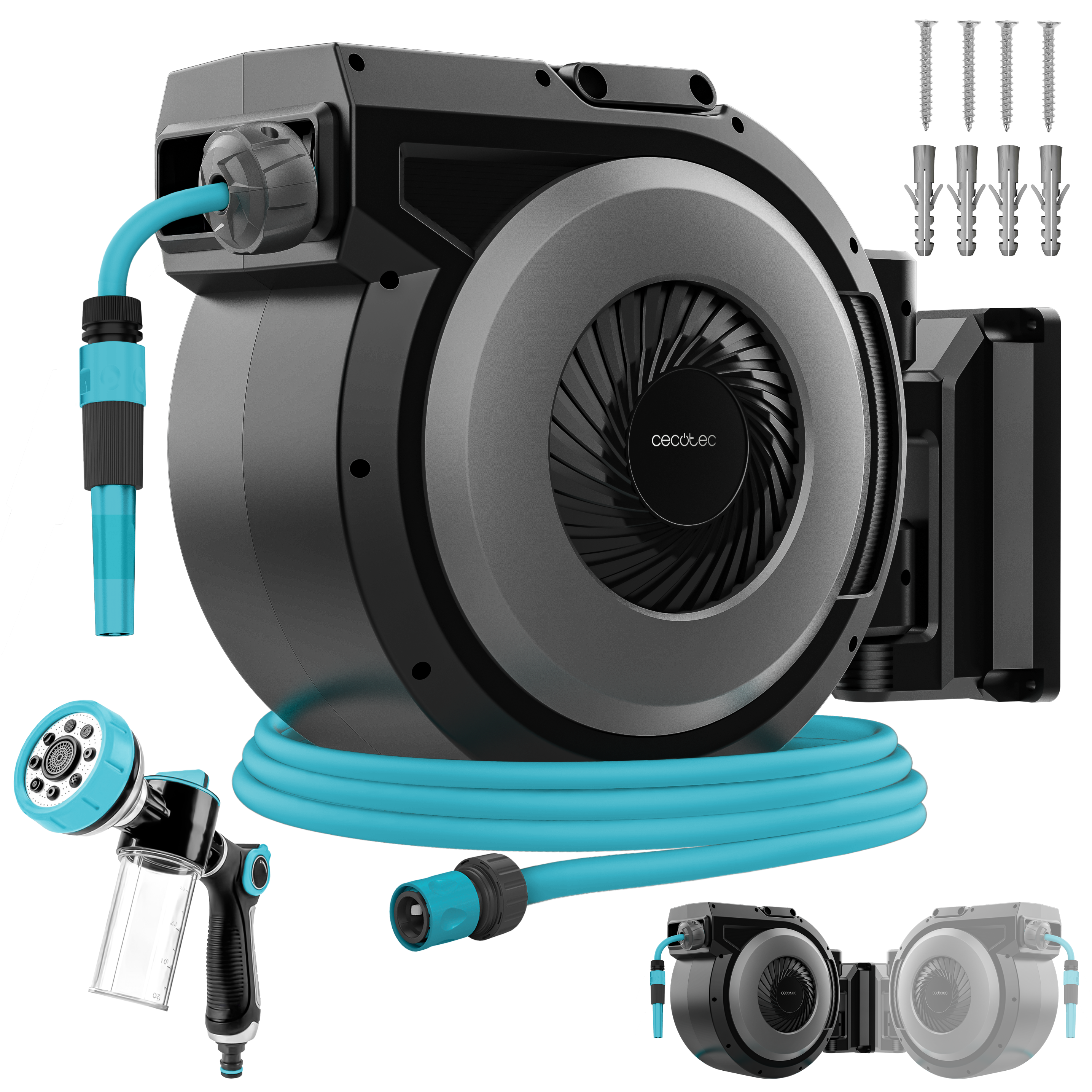 Cecotec HydroShell 300 Pro Manguera 30 m Recogida Automática SlowReturn Estirado Asistido