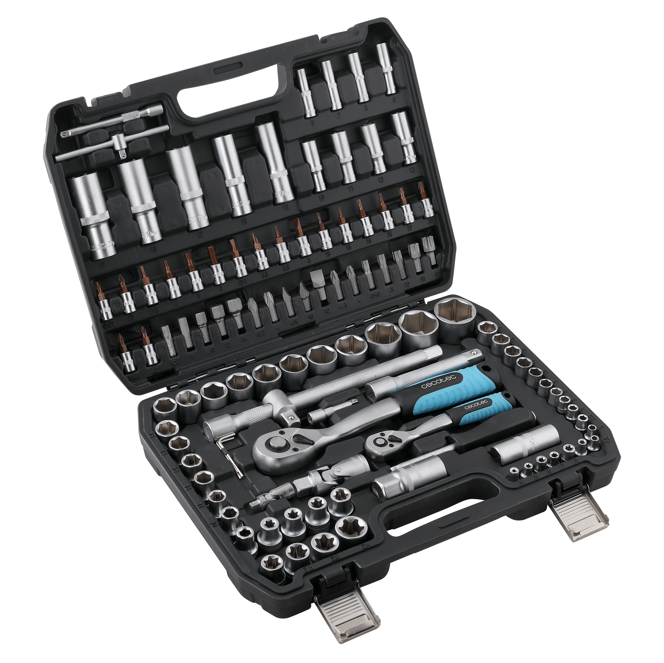 Cecotec ToolBox KRK 4200 Caja de Herramientas 108 Piezas Maletín con Dos Carracas 72 Dientes