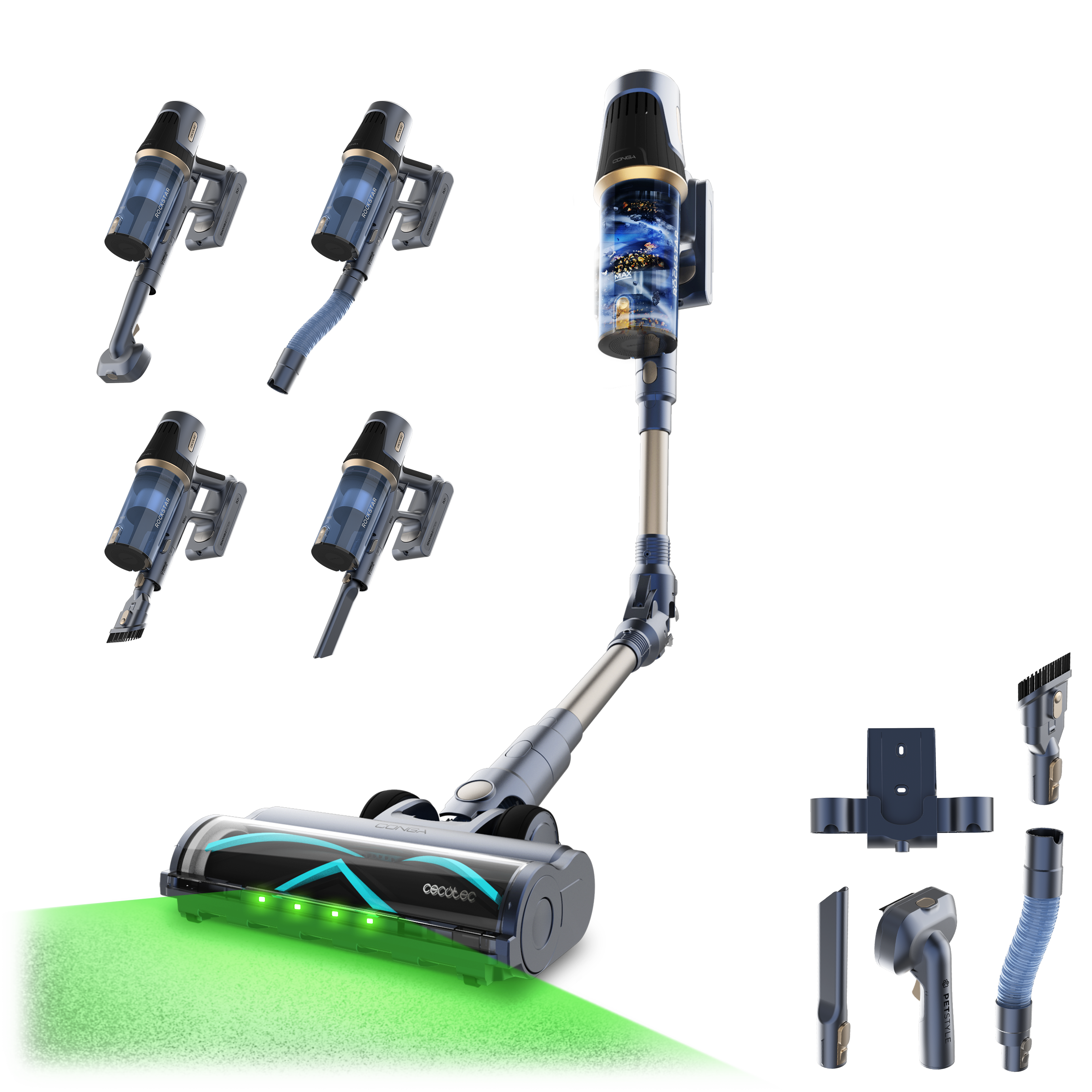 Cecotec Conga Rockstar RS70 Pet Flex Aspirador 500 W 150 AW Com Acessórios Pro Para Animais