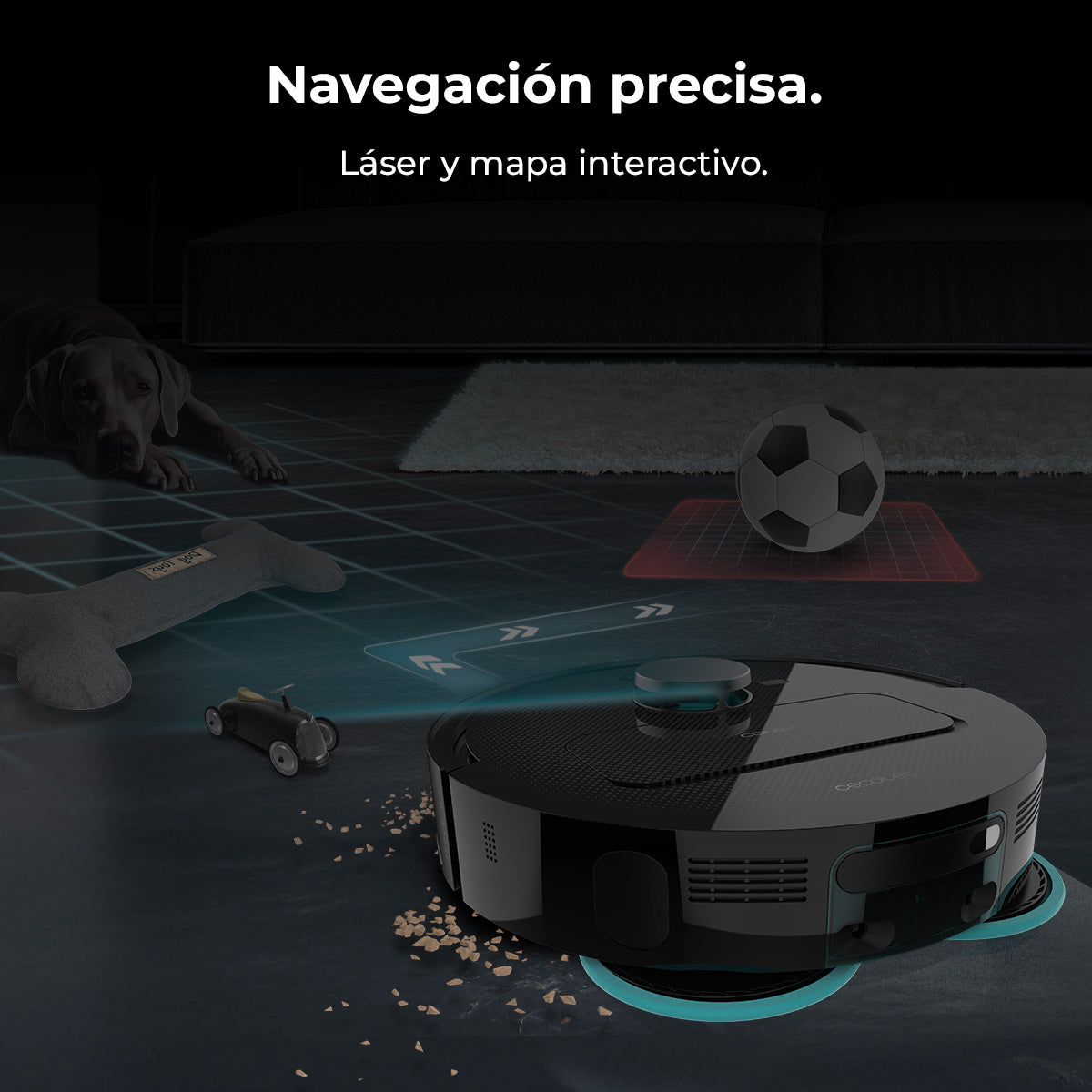 Cecotec Conga X50 Robot Aspirateur avec Navigation Laser et Cartographie Intelligente Frotteur Spin