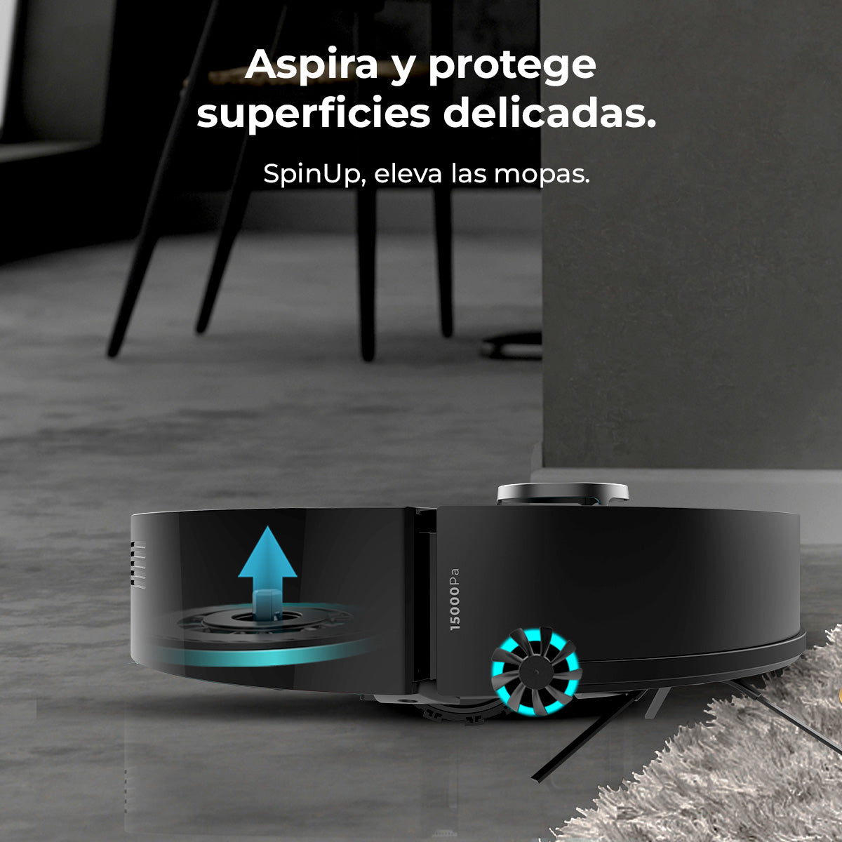 Cecotec Conga X50 Robot Aspirateur avec Navigation Laser et Cartographie Intelligente Frotteur Spin