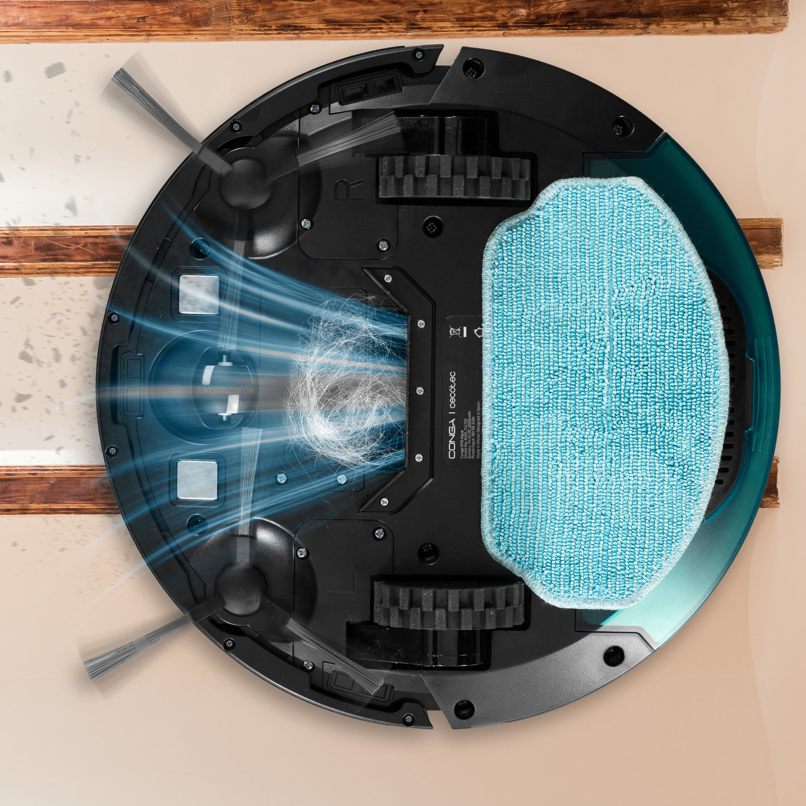 Cecotec Conga M10 Aqua Robot Aspirapolvere 3000 Pa Navigazione Giroscopica Fino a 150 Metri Quadrati Batteria 2000 mAh Mocio