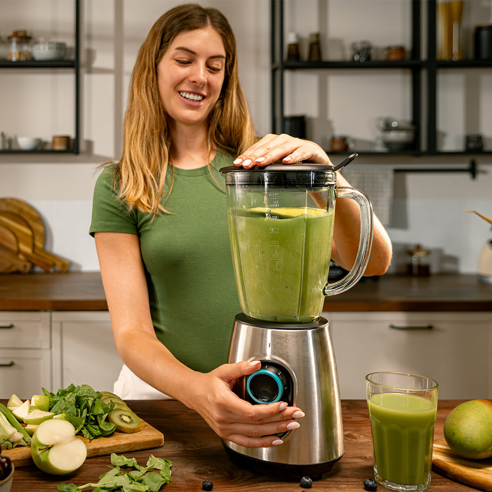 Cecotec Licuadora Power Black Titanium 2300MAX Inox 1800 W 27800 RPM 8 Hojas Para Batidos