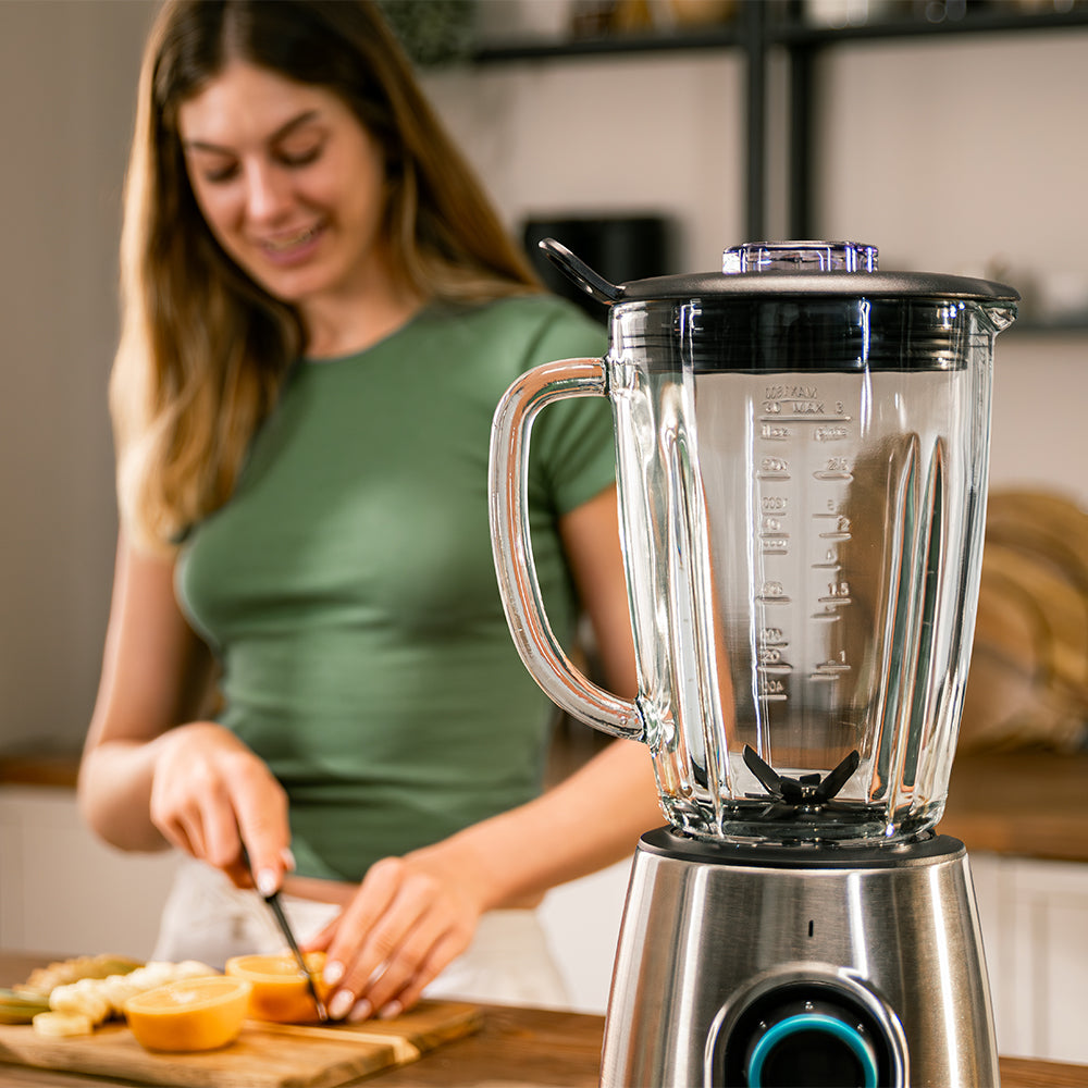 Cecotec Licuadora Power Black Titanium 2300MAX Inox 1800 W 27800 RPM 8 Hojas Para Batidos