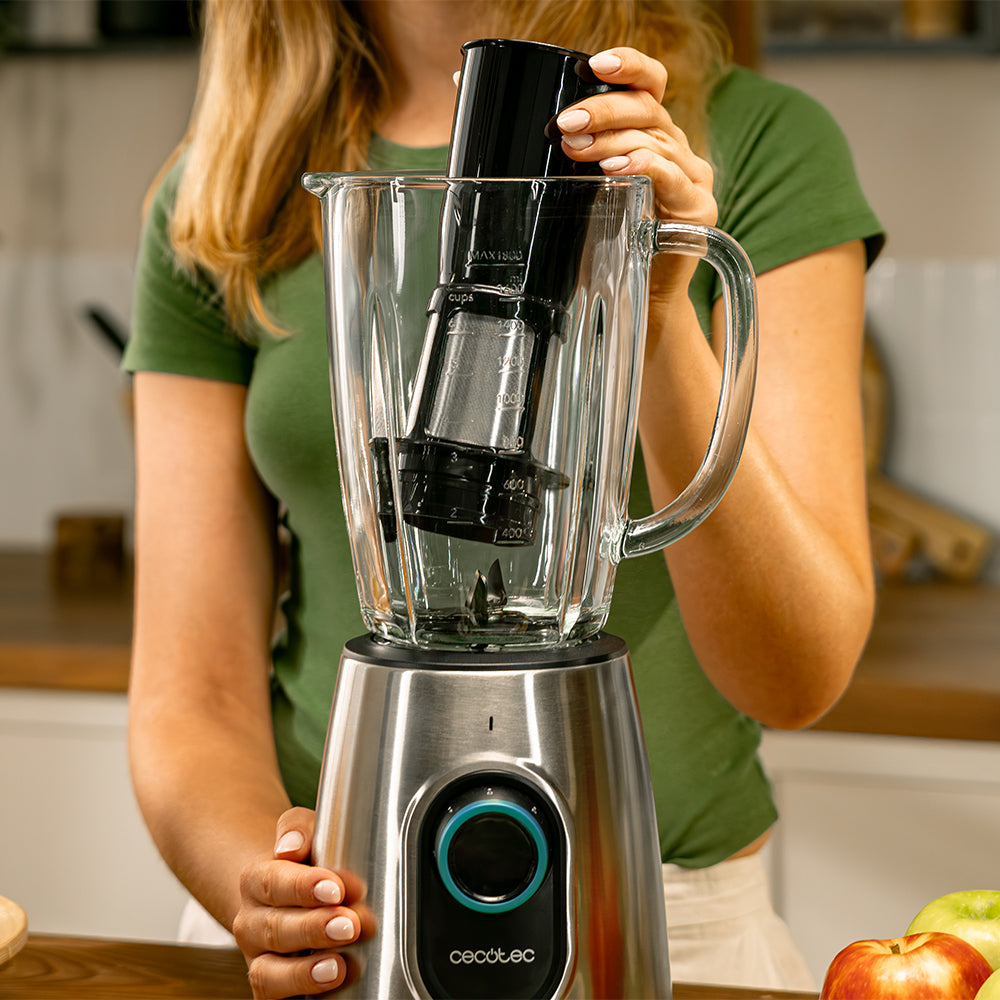 Cecotec Licuadora Power Black Titanium 2300MAX Inox 1800 W 27800 RPM 8 Hojas Para Batidos