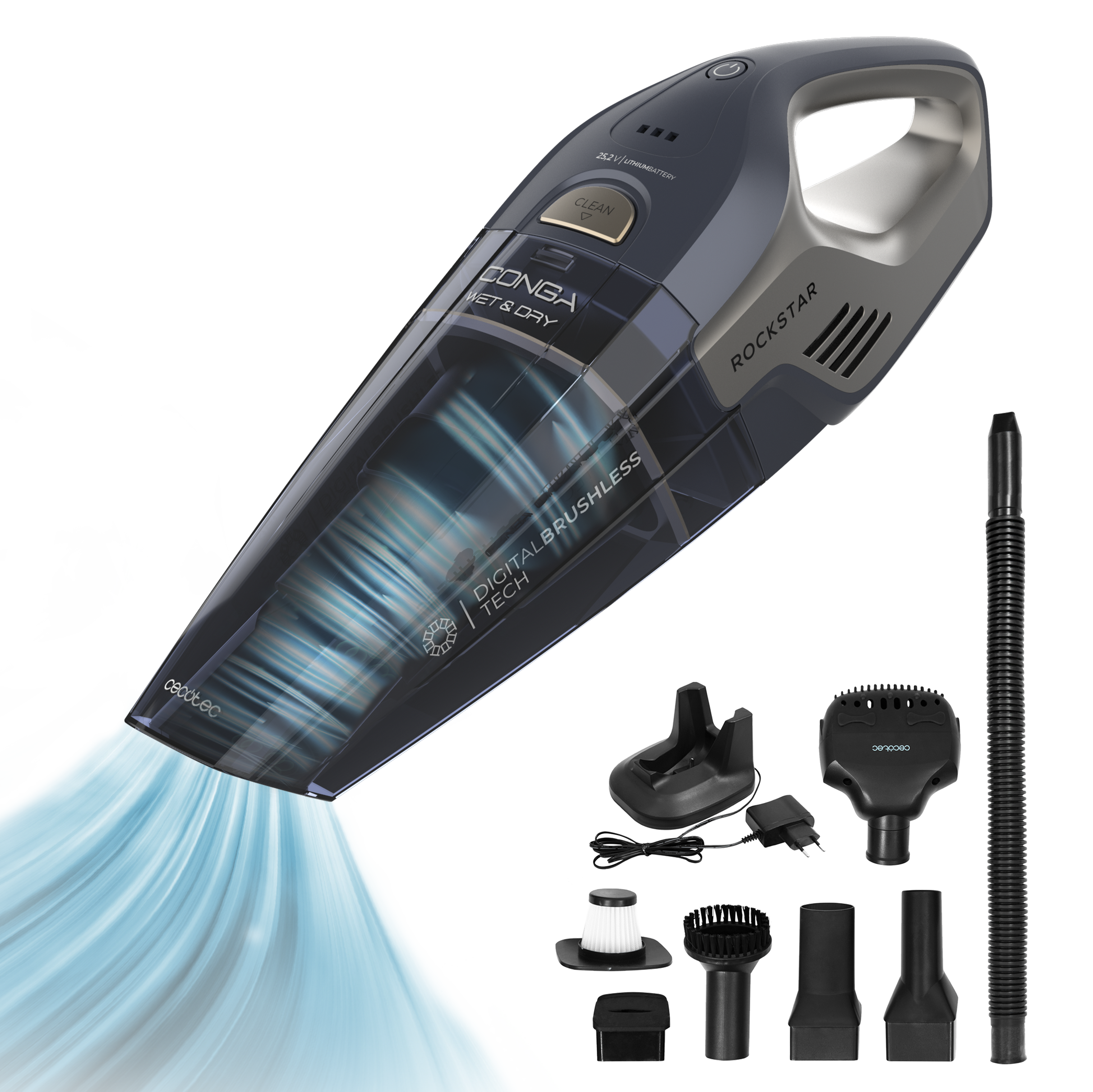 Cecotec Conga Rockstar 25,2V Animal Kabelloser Nass- und Trockensauger Leicht und Leistungsstark