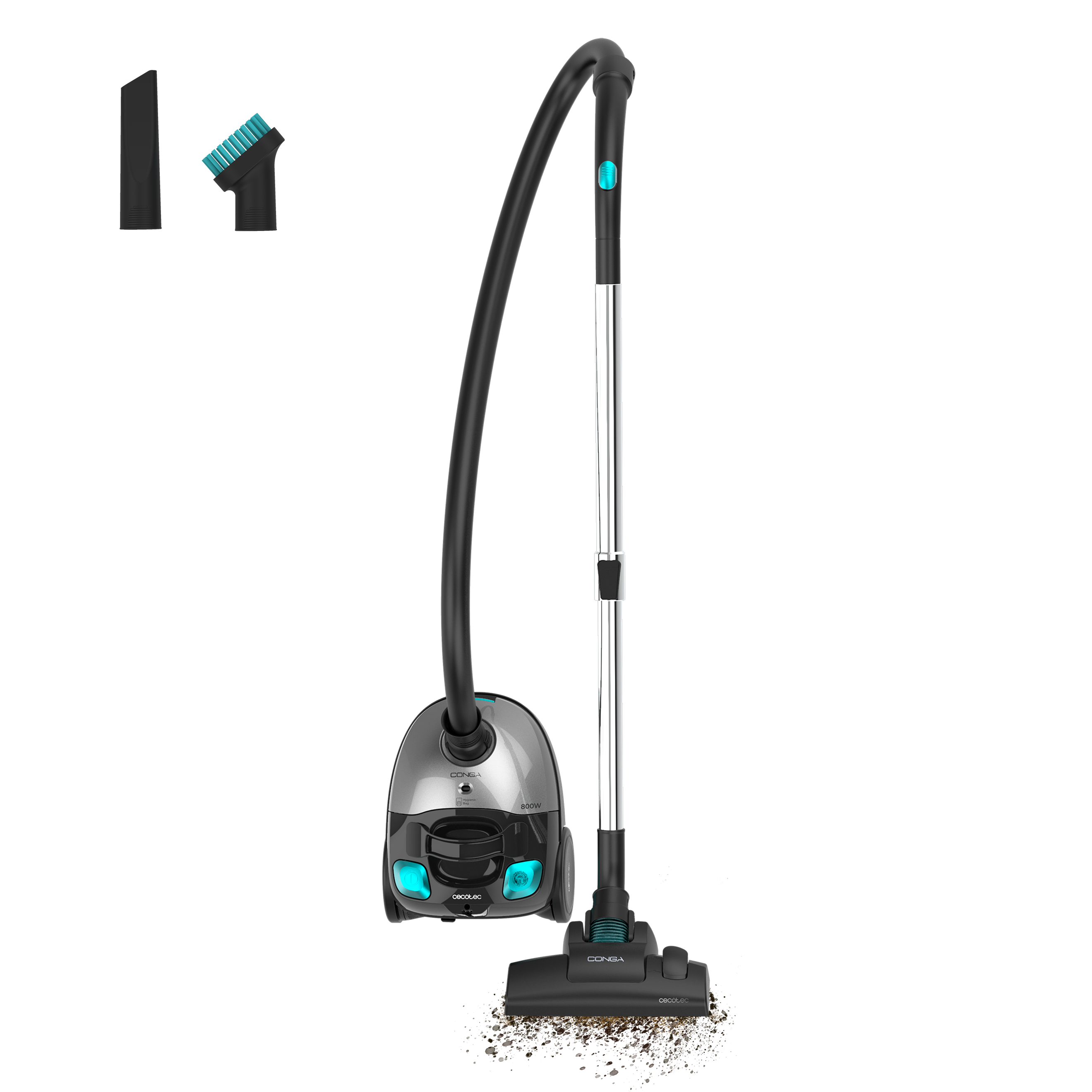 Cecotec Conga PowerBag 2000 Compact Plus Aspirapolvere Trineo 800 W 16 kPa per Pavimenti Duri e Tappeti