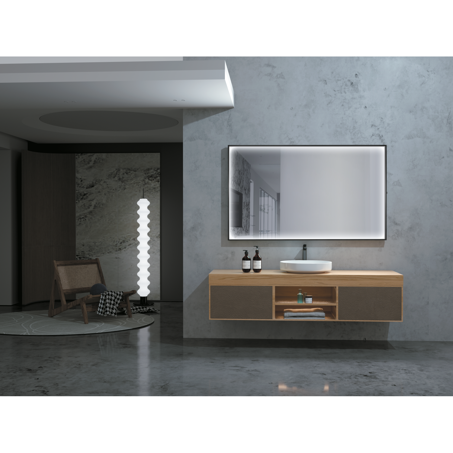 LEDIMEX - Specchio da bagno con abilità LED LED opaca Nera