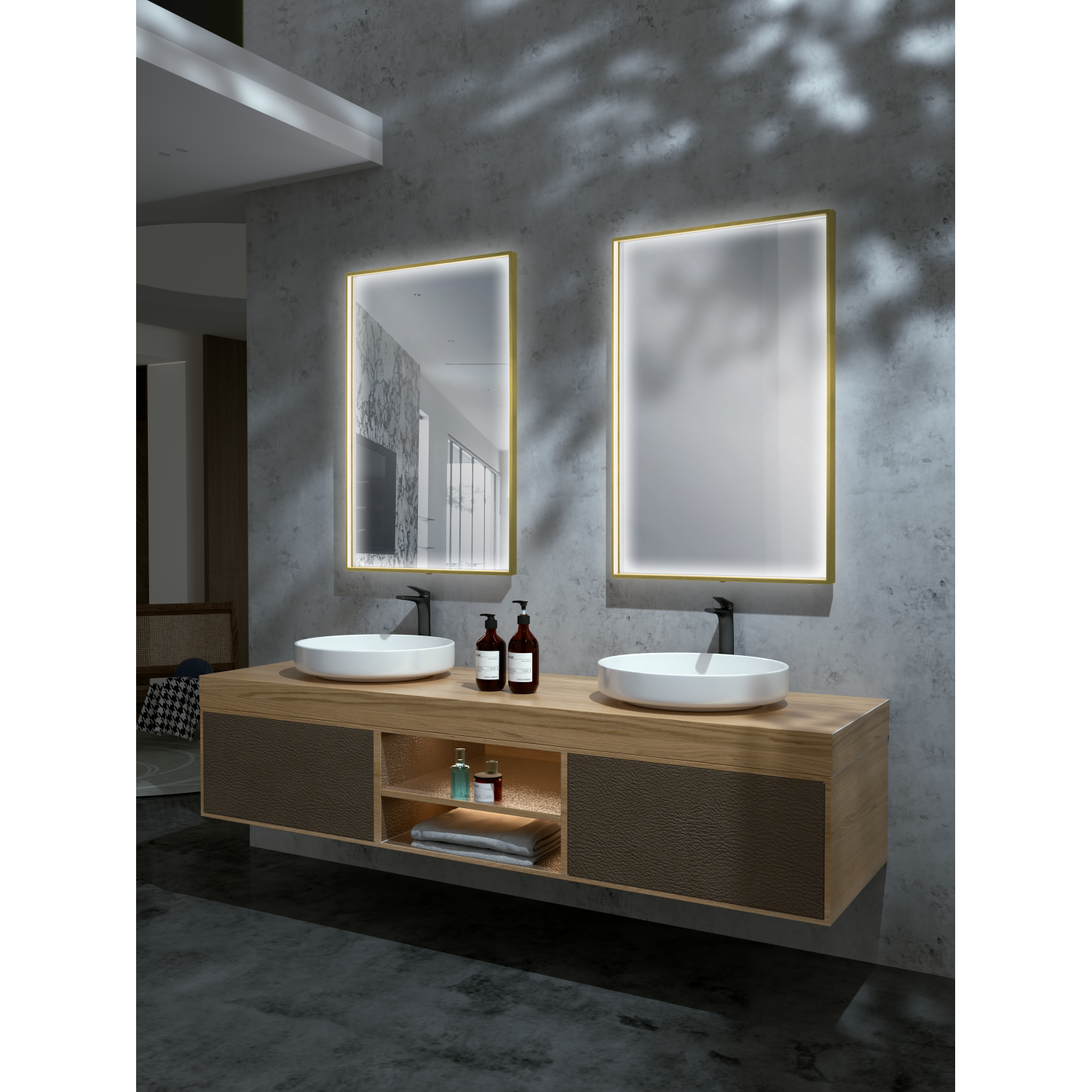 Ledimex - Bathroom mirror with LED Led Ability gold brushed