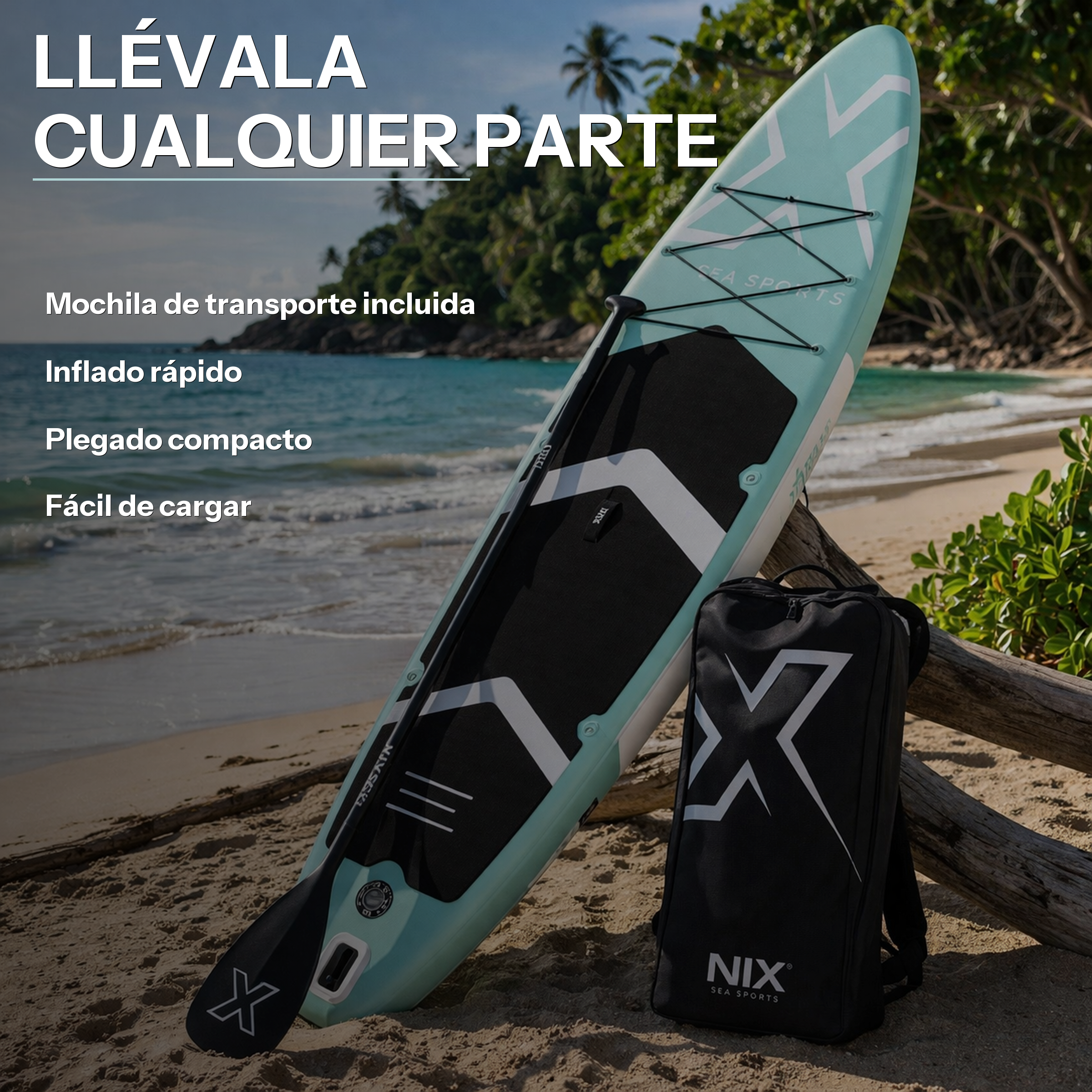 Tabla de paddle surf hinchable 11" 335 cm turquesa