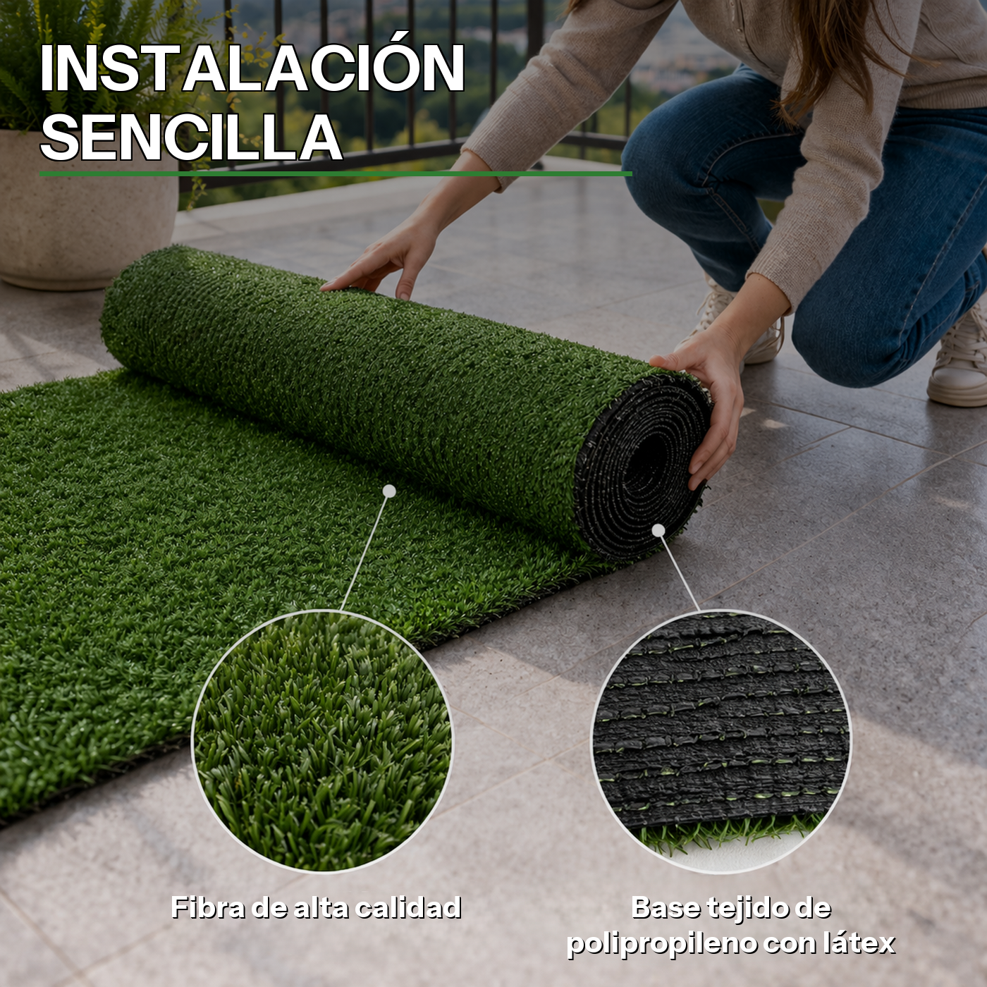 Nix Garden - Rollo Césped Artificial 5 mm tamaño 2x5 m (10 m²)