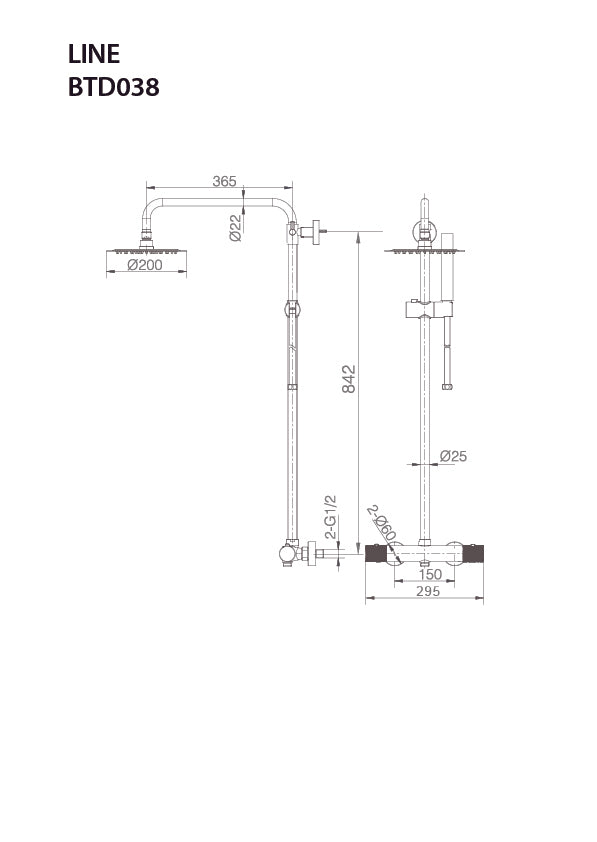 Imex - Conjunto de chuveiro termostático de linha