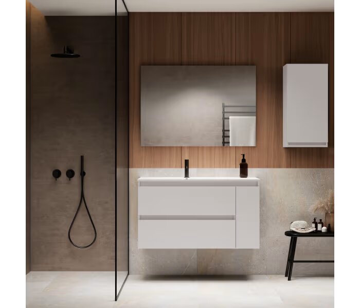 Bath furniture set Viso Bath box suspended 1 door 2 drawers with sink