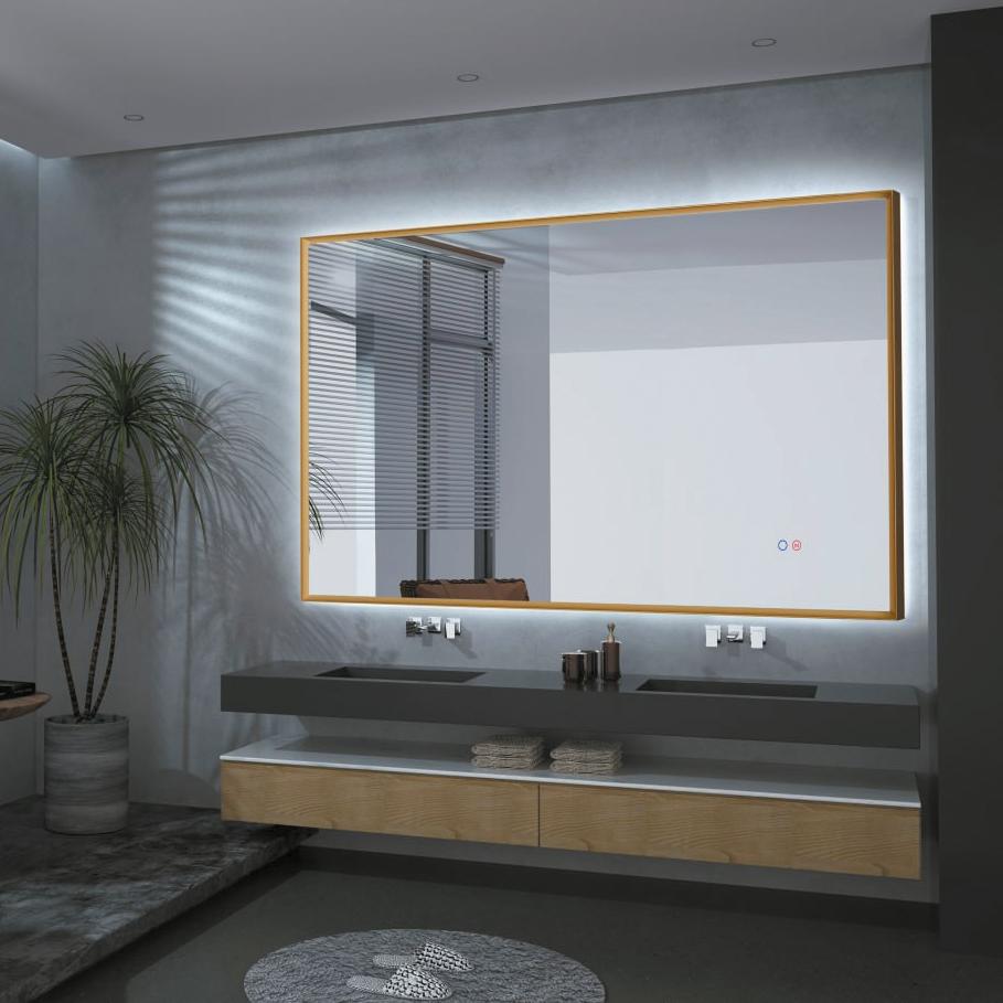 Ledimex - Bathroom mirror with LED Led California Gold brushed