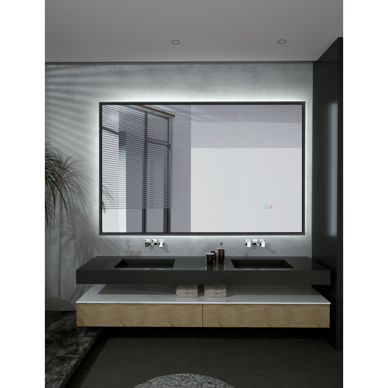 Ledimex - Specchio da bagno con LED LED California Black Gun Metal