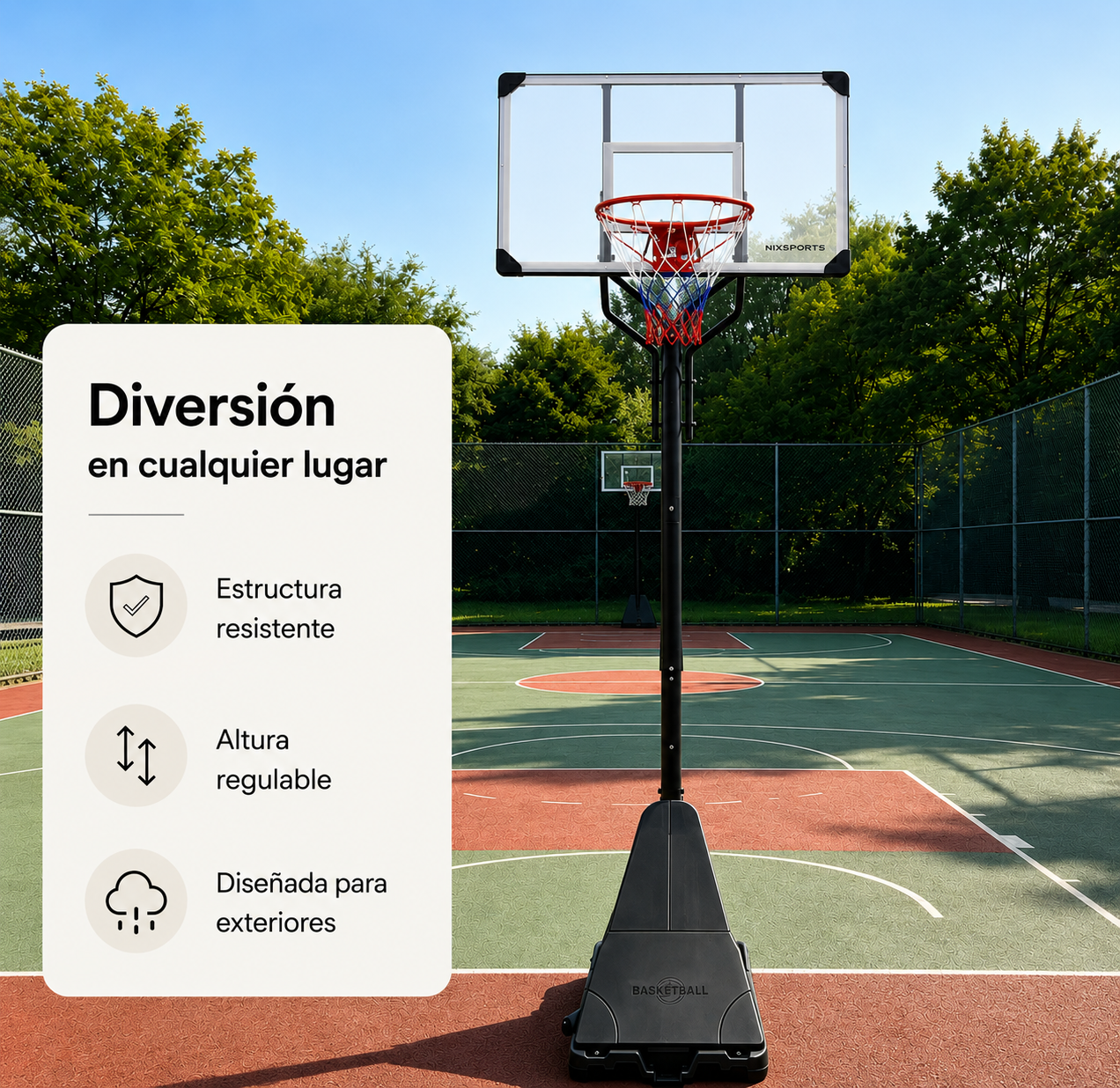 Panier de basket portable avec hauteur réglable 2,45-3,05 m