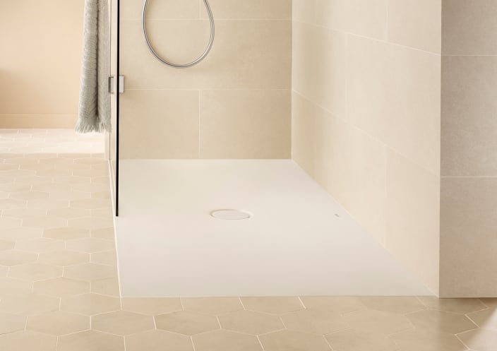 Roca - Plato de ducha Cratos extraplano de SENCERAMIC® Beige