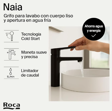 Roca - titânio preto curto titânio titan com corpo liso naia a5a3a96cn0
