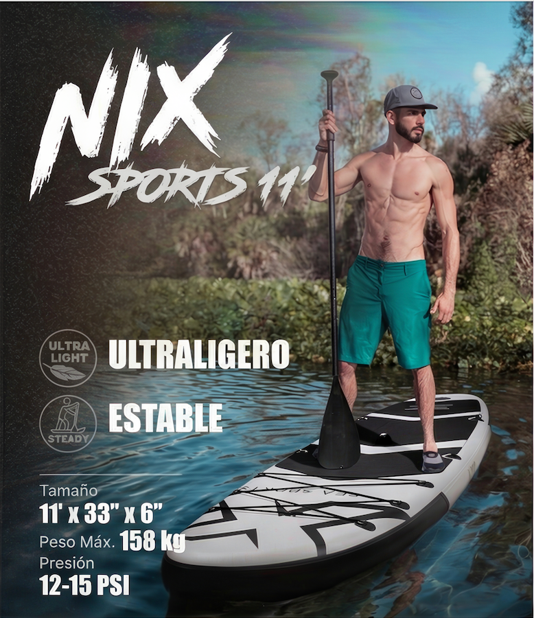 Nix Sports – Tabla de paddle surf hinchable 11" blanca