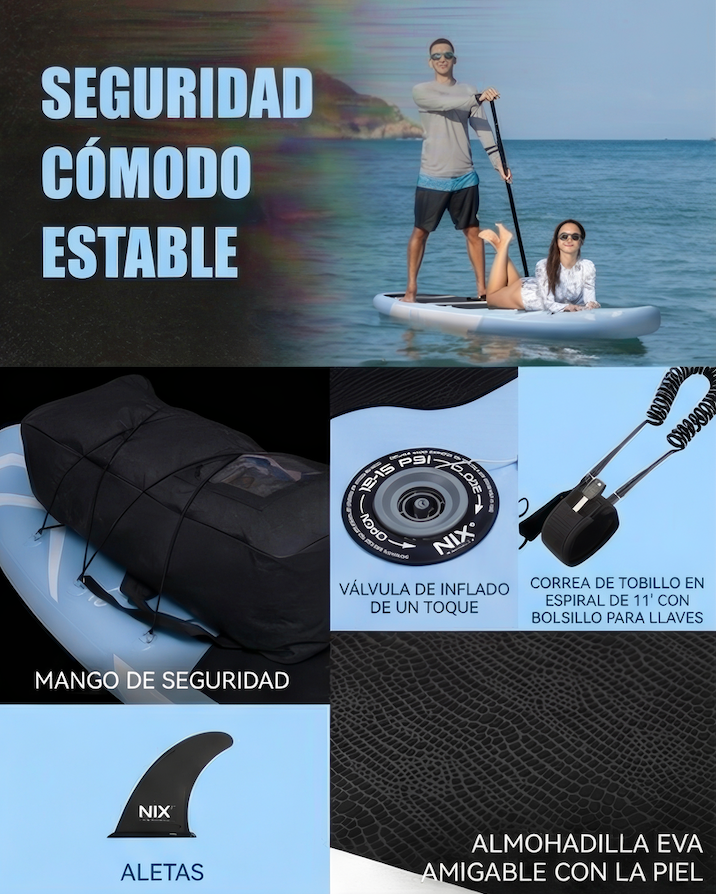 Nix Sports – Tabla de paddle surf hinchable 11" azul
