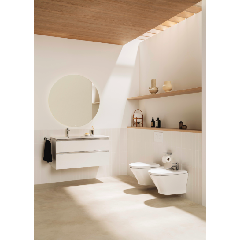 Roca - Inodoro completo suspendido round the gap con salida horizontal y fijaciones ocultas