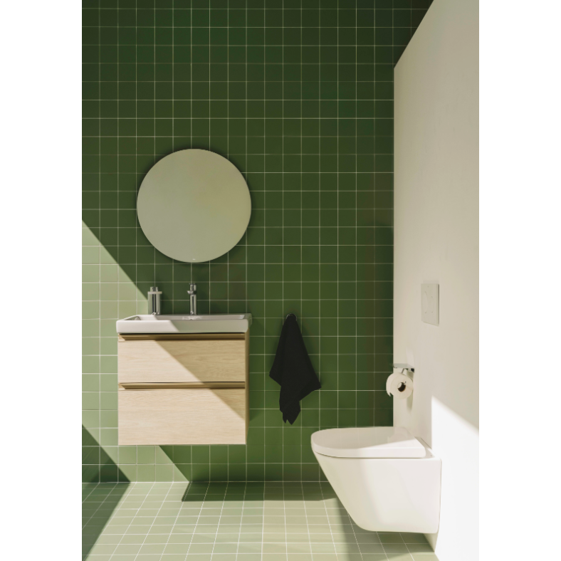 Roca - Inodoro completo suspendido compacto the gap round Rimless® con salida horizontal y fijaciones ocultas