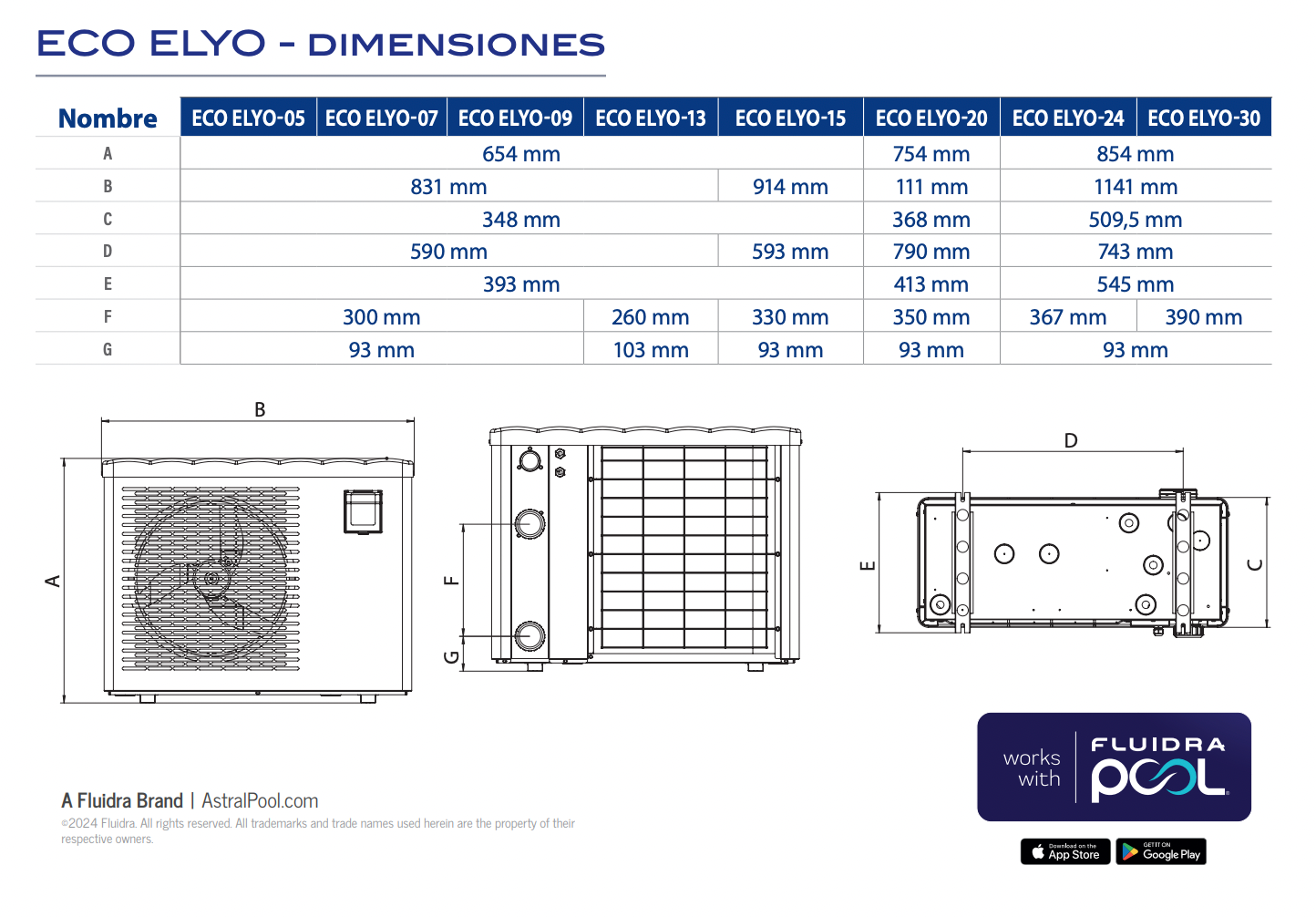 Astralpool - Bomba de calor de piscina  Eco Elyo Wifi