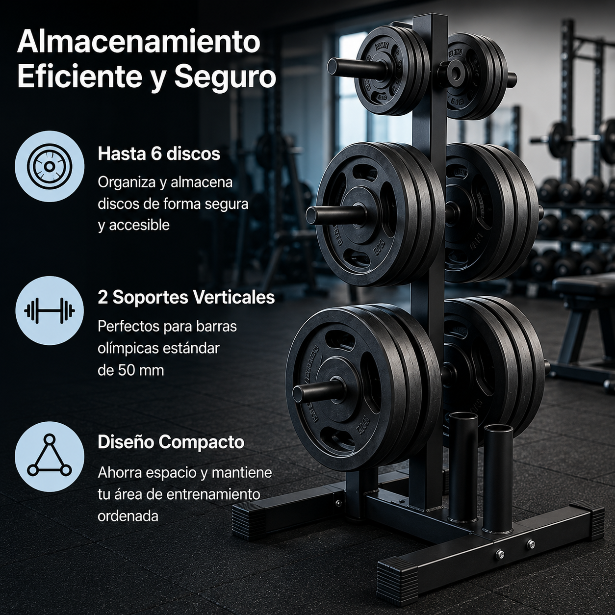 Soporte Ajustable 400 kg Rack Discos y Barras