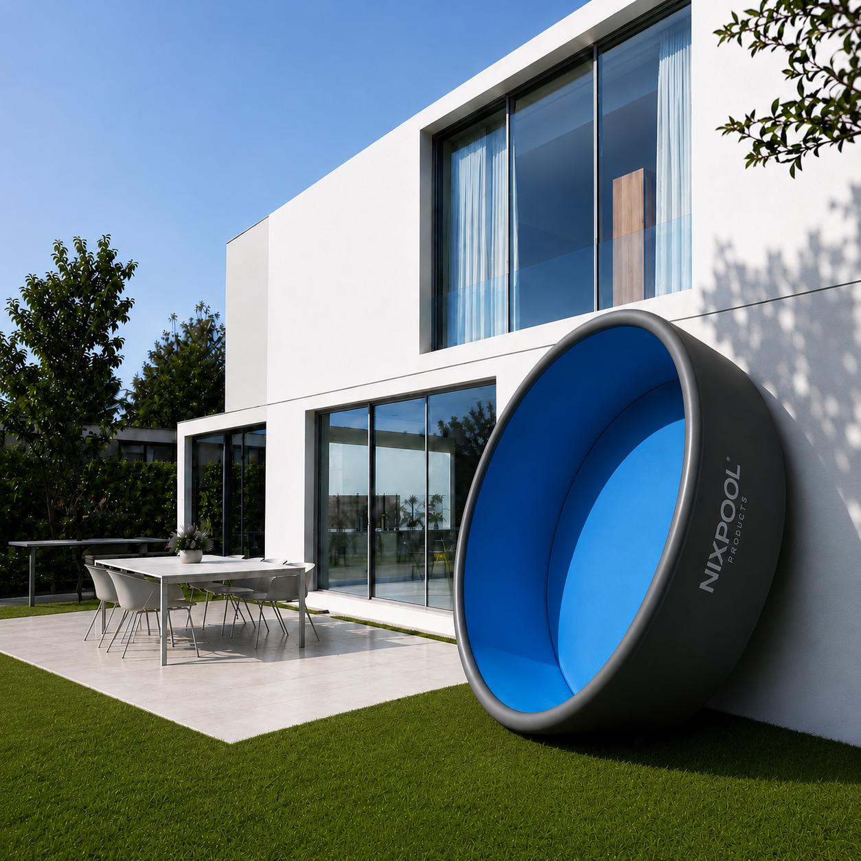 Piscina elevada sin obra hinchable rigida gris antracita