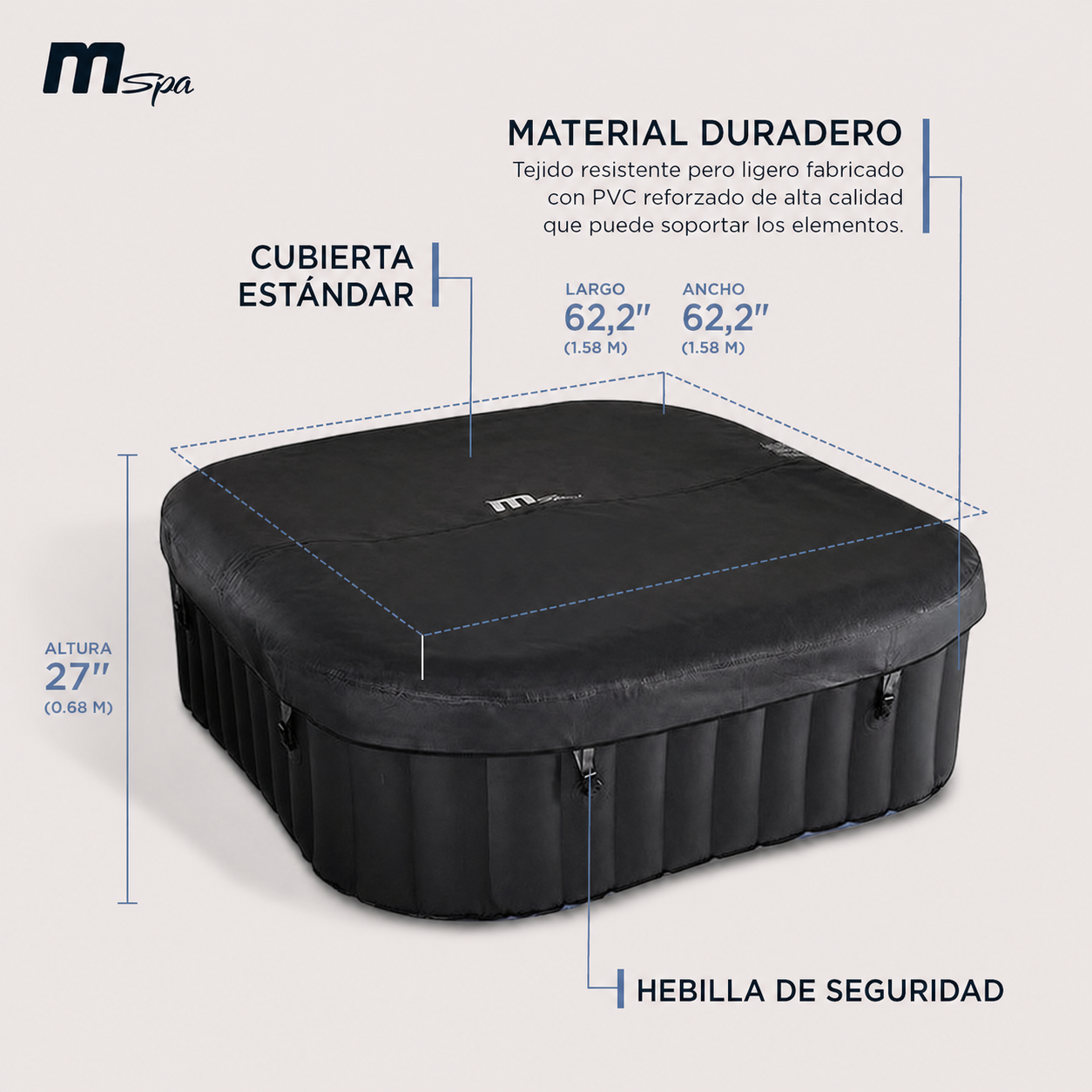 MSpa – Spa hinchable cuadrado Tekapo 4 personas