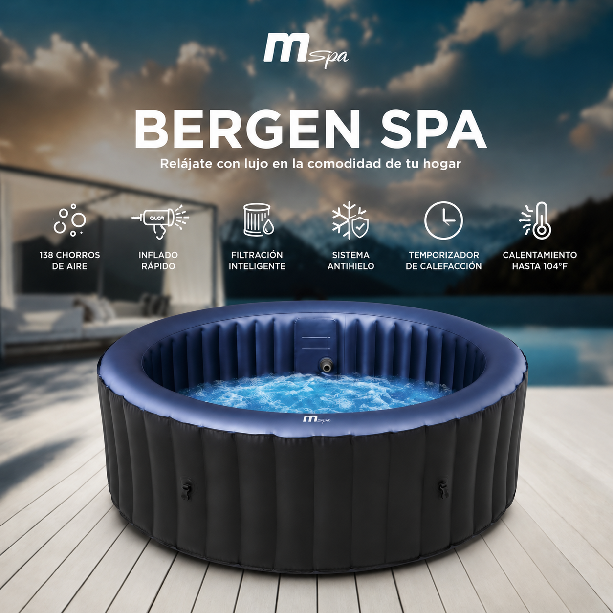 MSpa – Vasca idromassaggio gonfiabile circolare Bergen 4–6 persone