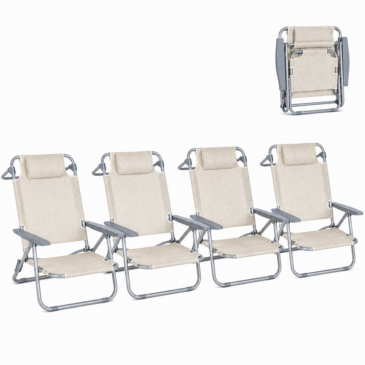 Chaise pliante inclinable avec appuie-tête portable