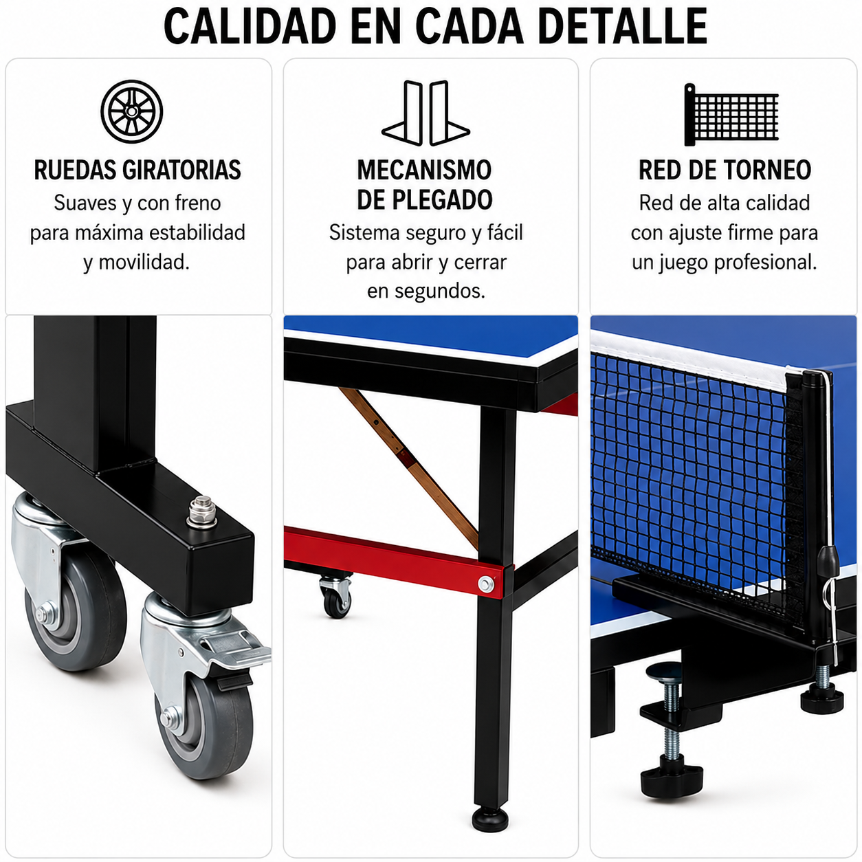 Mesa De Ping Pong Plegable Compacta Con Red Incluida