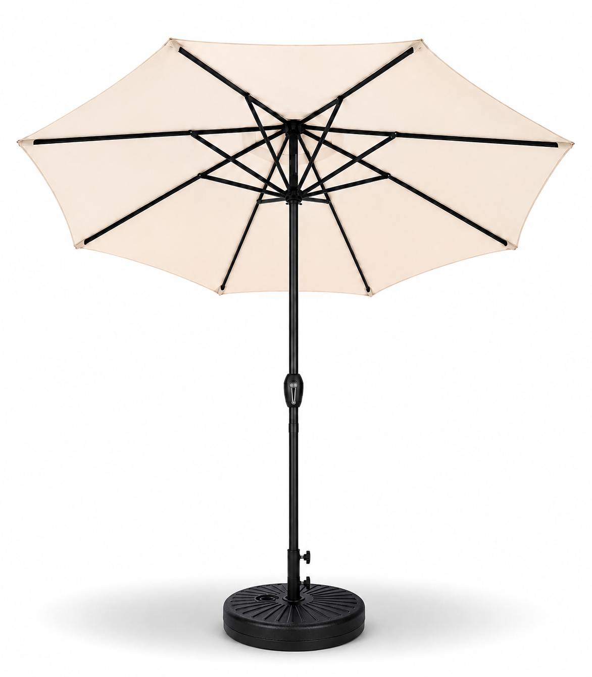 Pack Sombrilla Recta 3m Beige + Base Redonda Rellenable