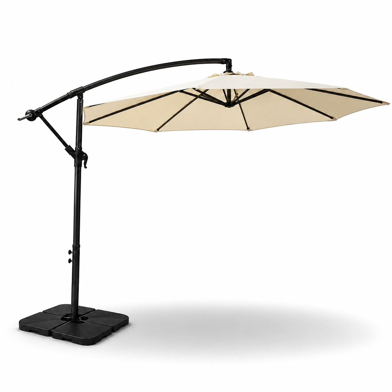 Pack Sombrilla Lateral 3m Beige + Base Modular Cuadrada